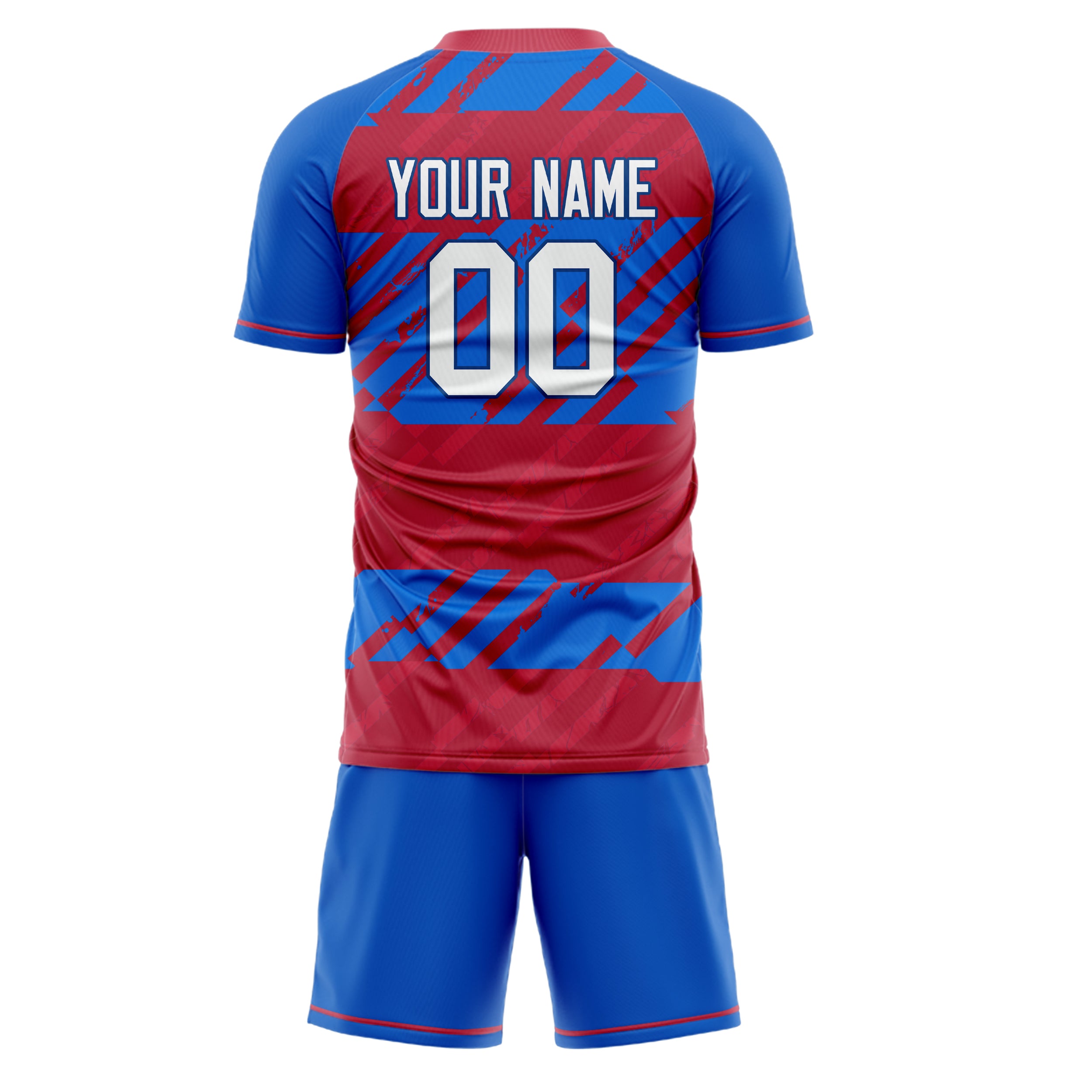 Custom Royal Red GeometricalPattern Soccer Jersey