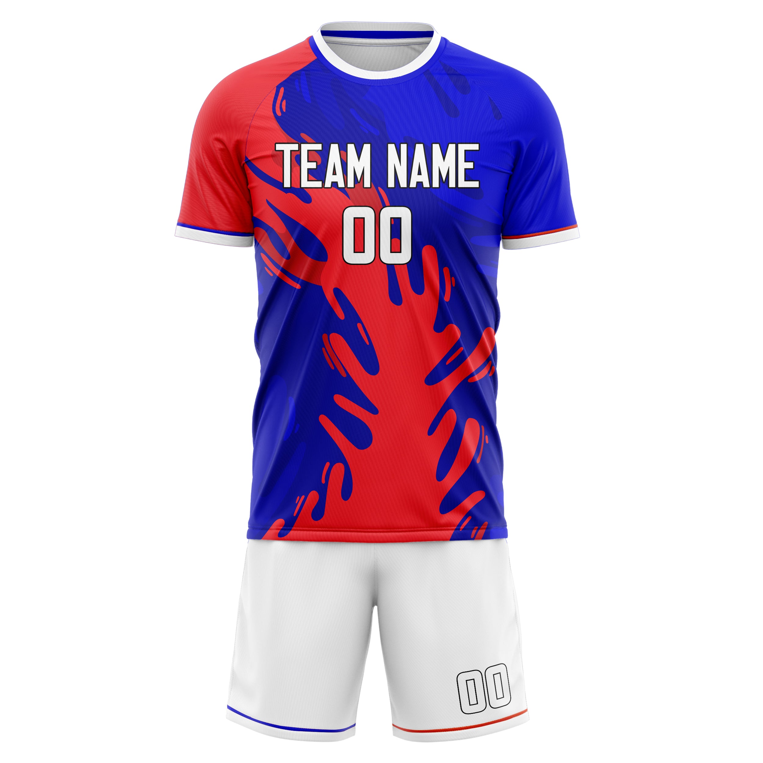 Custom Royal Red GeometricalPattern Soccer Jersey