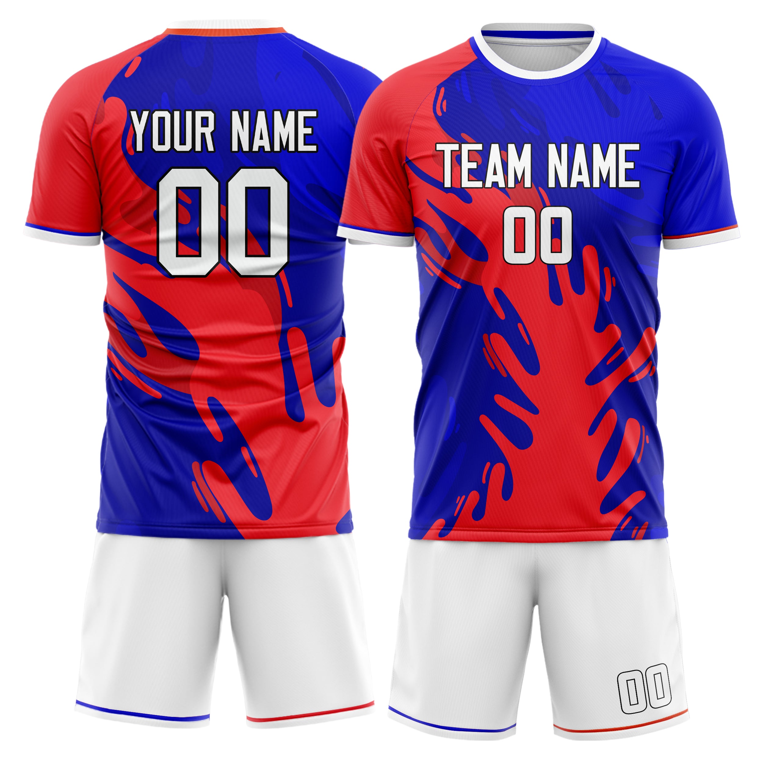 Custom Royal Red GeometricalPattern Soccer Jersey