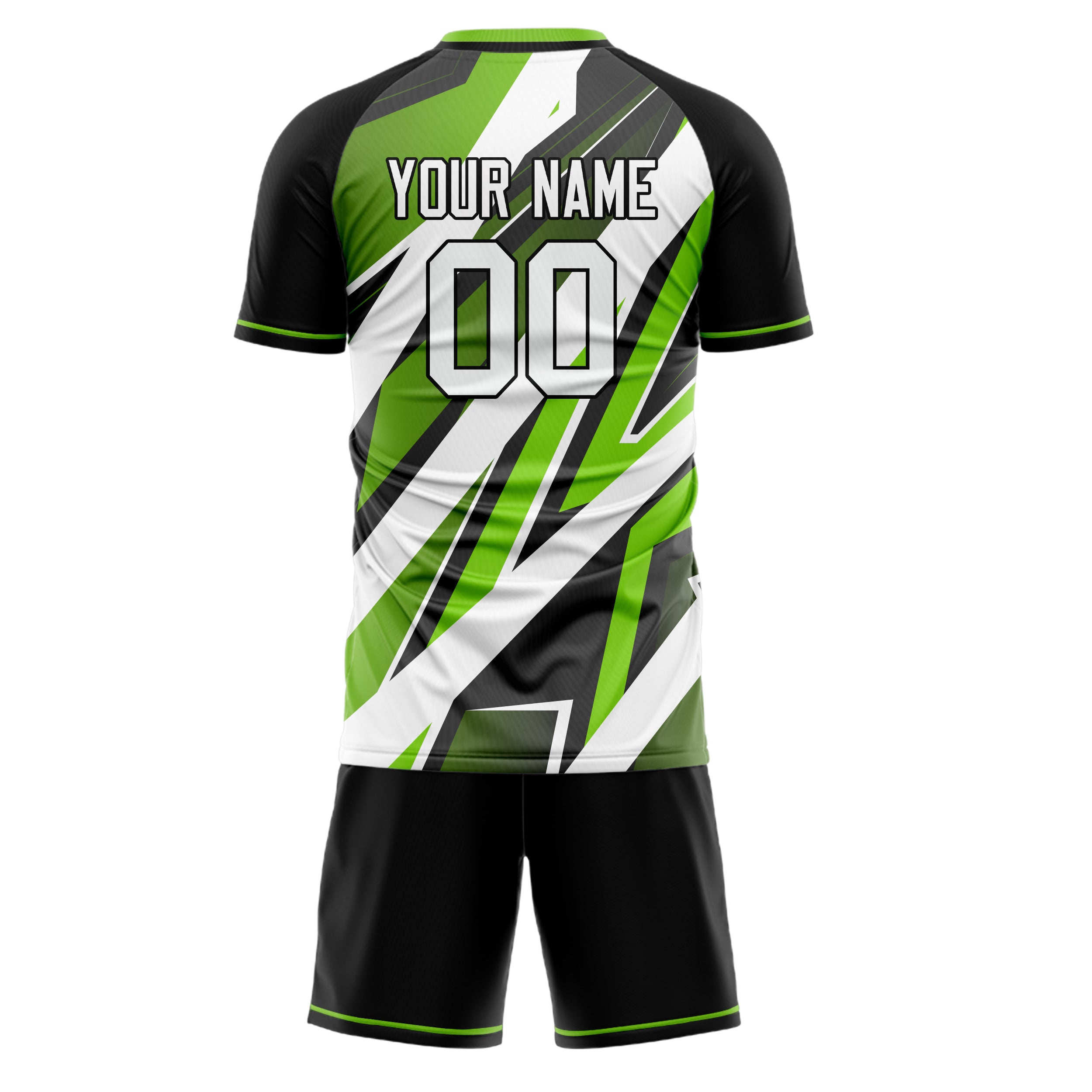 Custom White Green GeometricalPattern Soccer Jersey