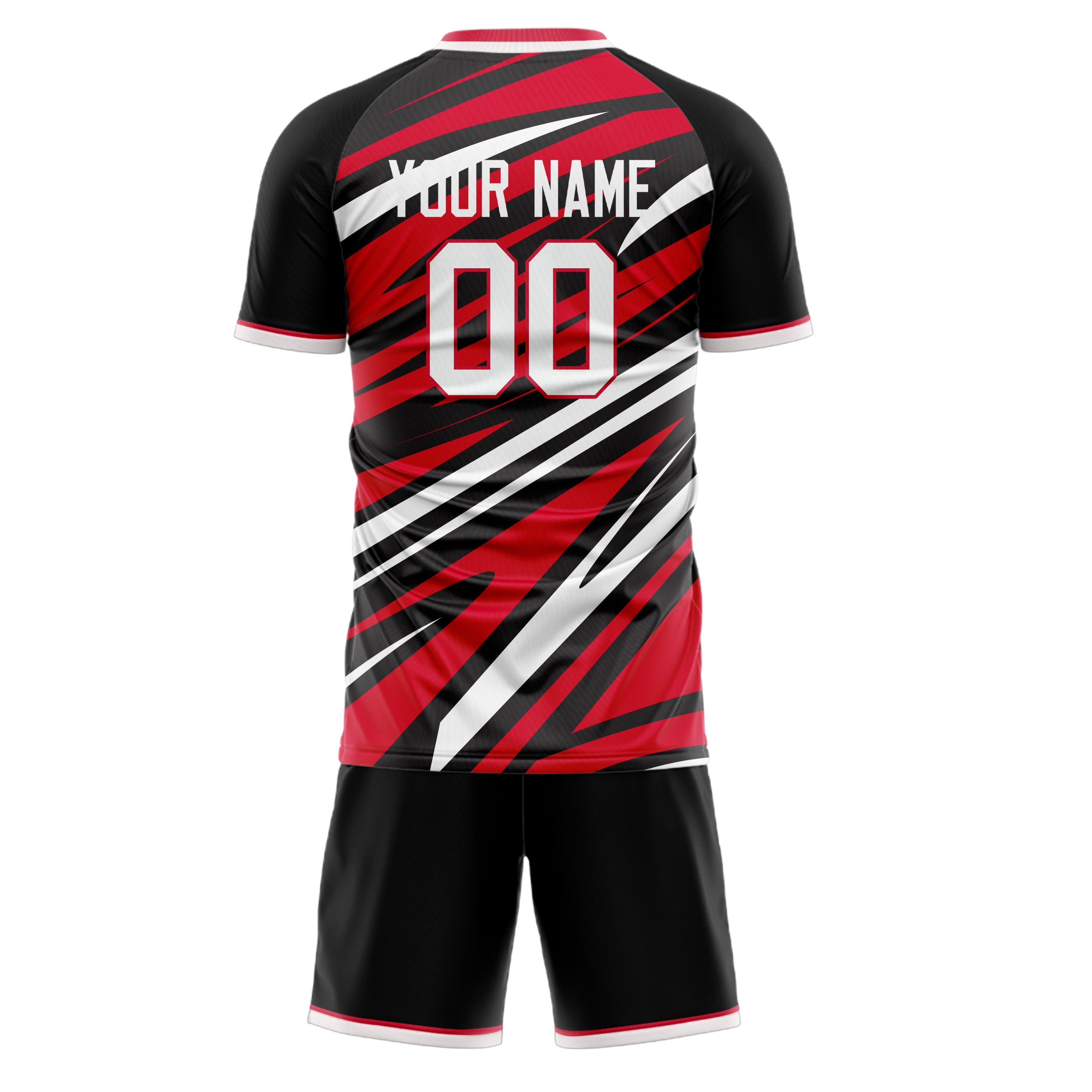 Custom Red White GeometricalPattern Soccer Jersey