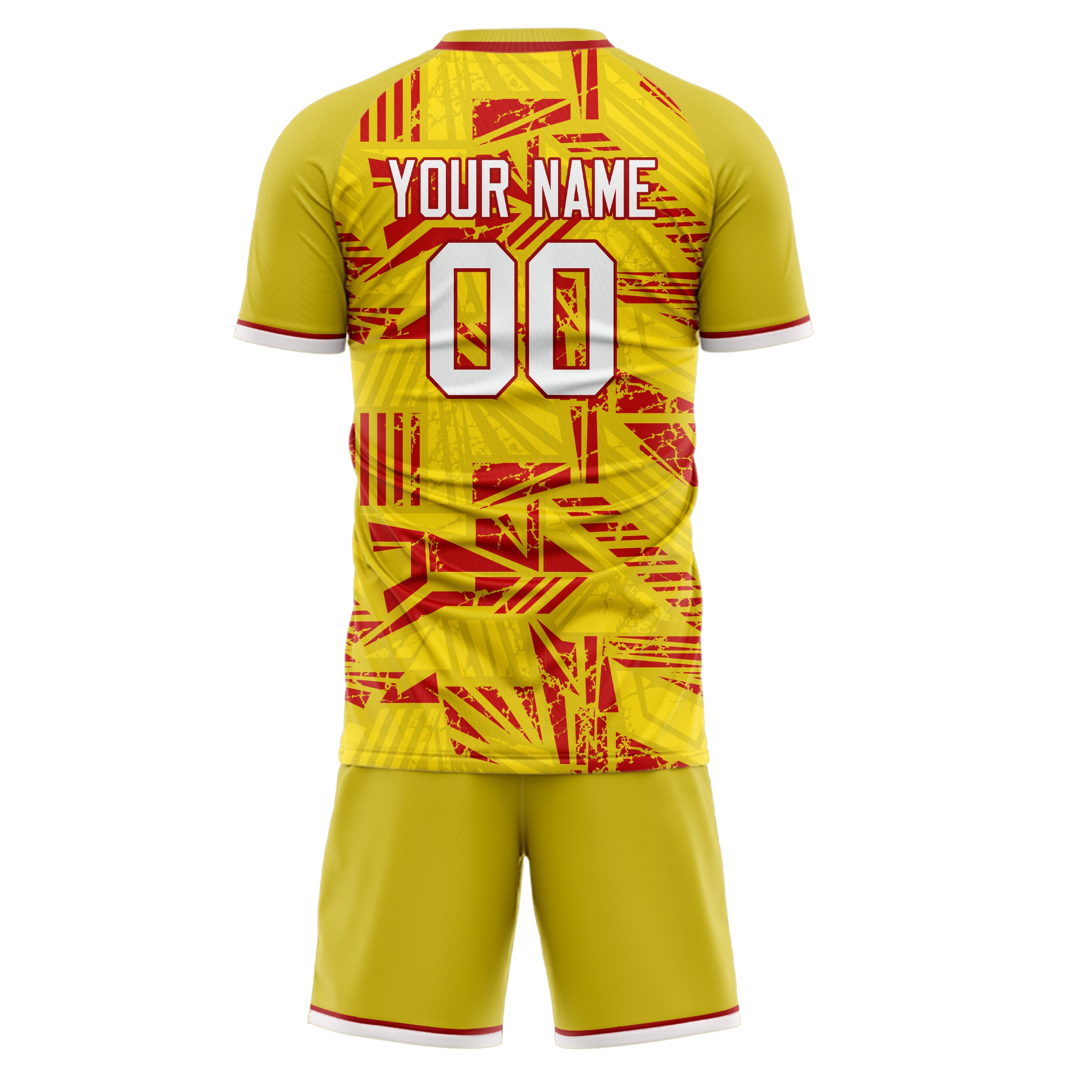Custom Yellow Red GeometricalPattern Soccer Jersey
