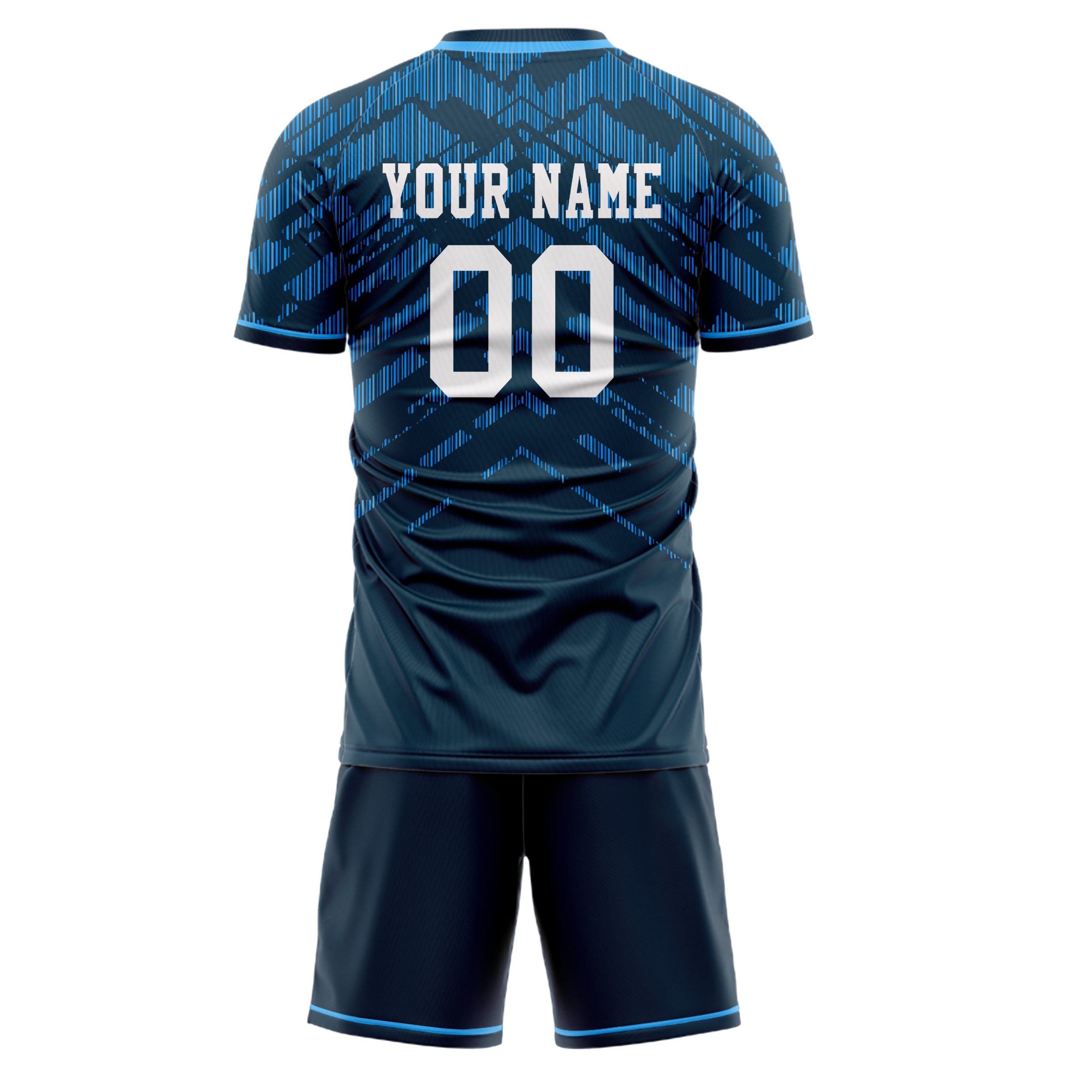 Custom Navy Blue GeometricalPattern Soccer Jersey