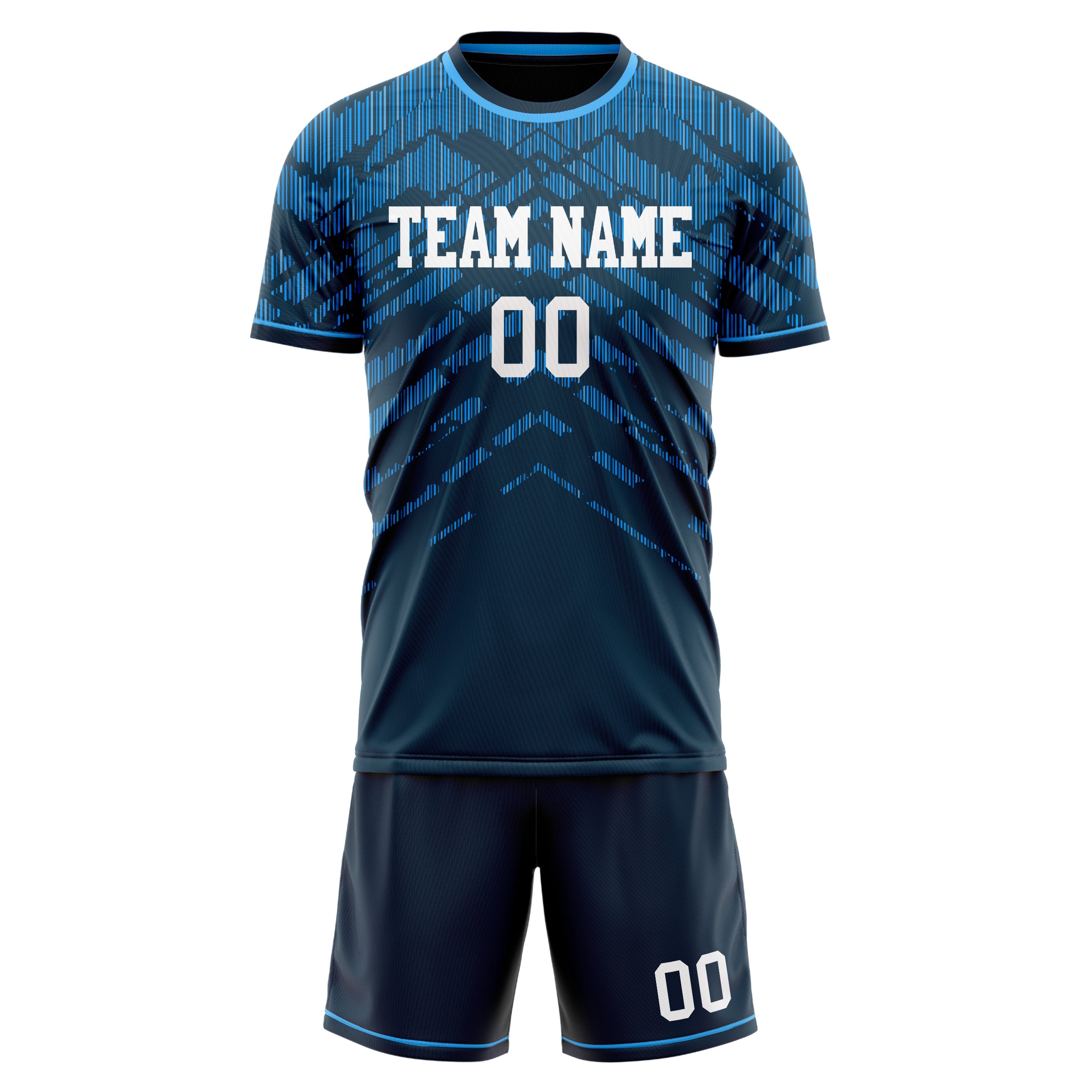 Custom Navy Blue GeometricalPattern Soccer Jersey