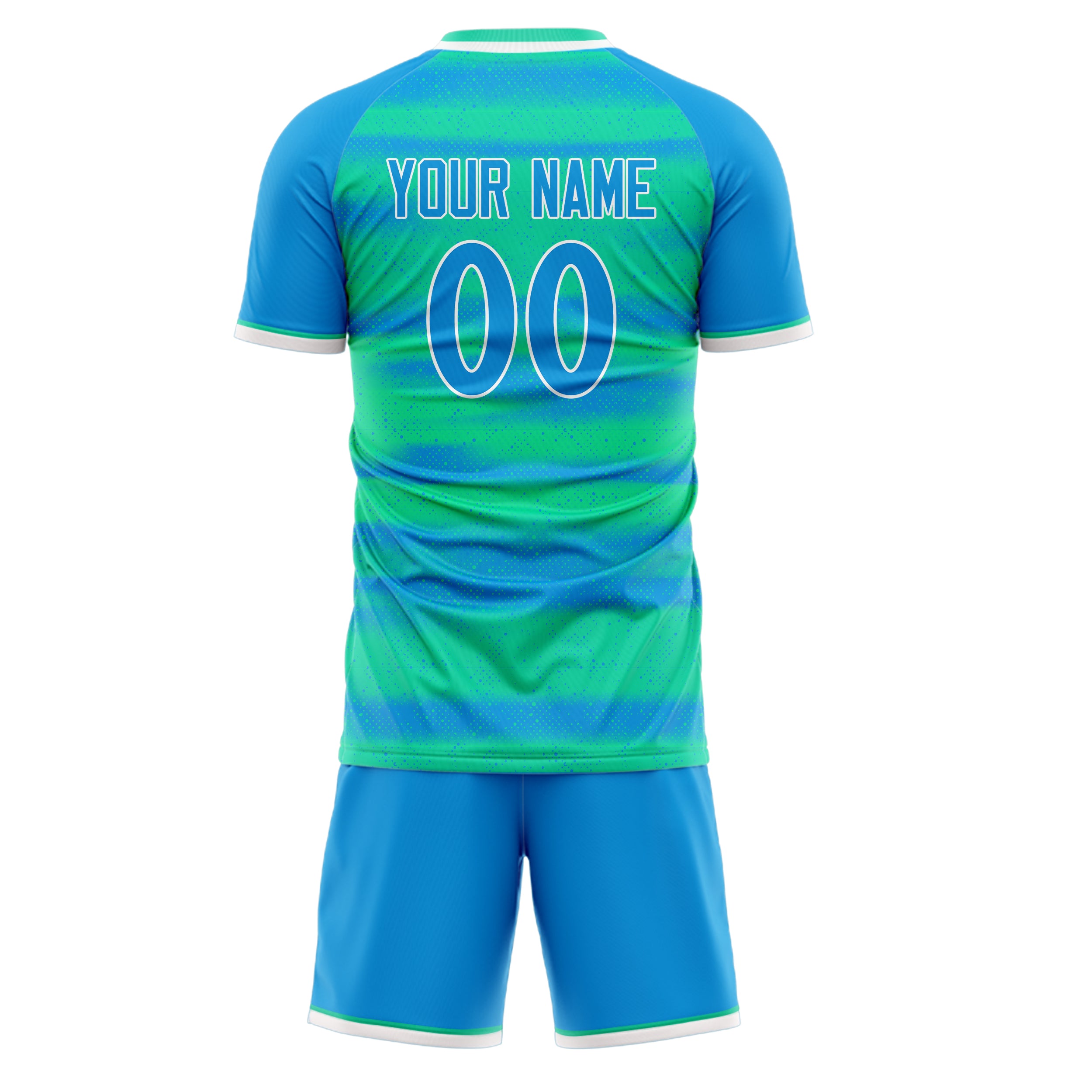 Custom Blue Teal GeometricalPattern Soccer Jersey