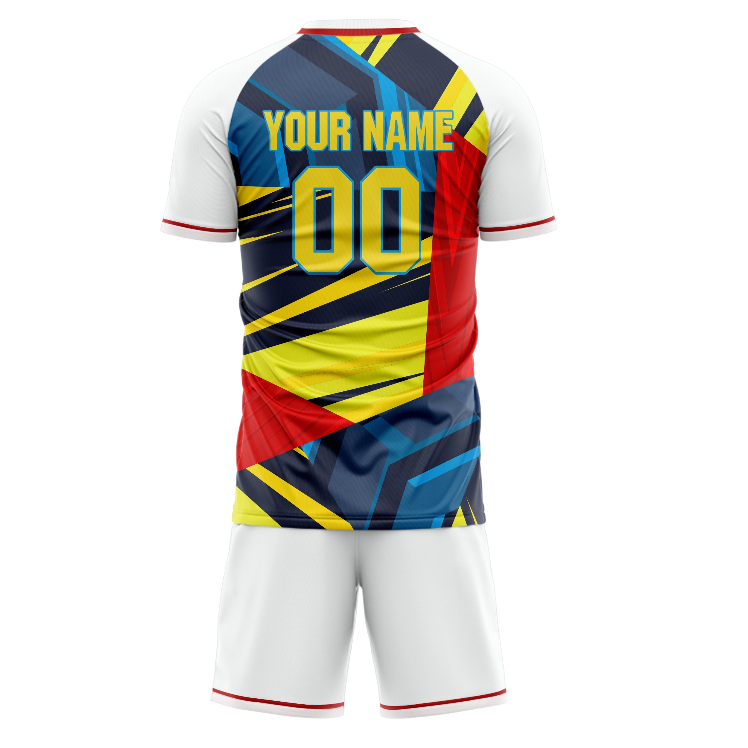 Custom White Gold GeometricalPattern Soccer Jersey