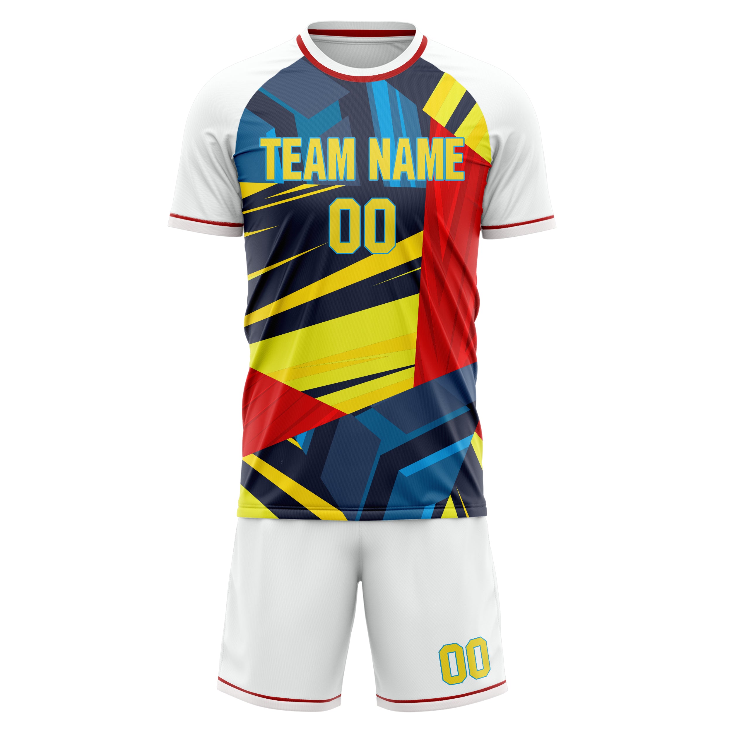 Custom White Gold GeometricalPattern Soccer Jersey