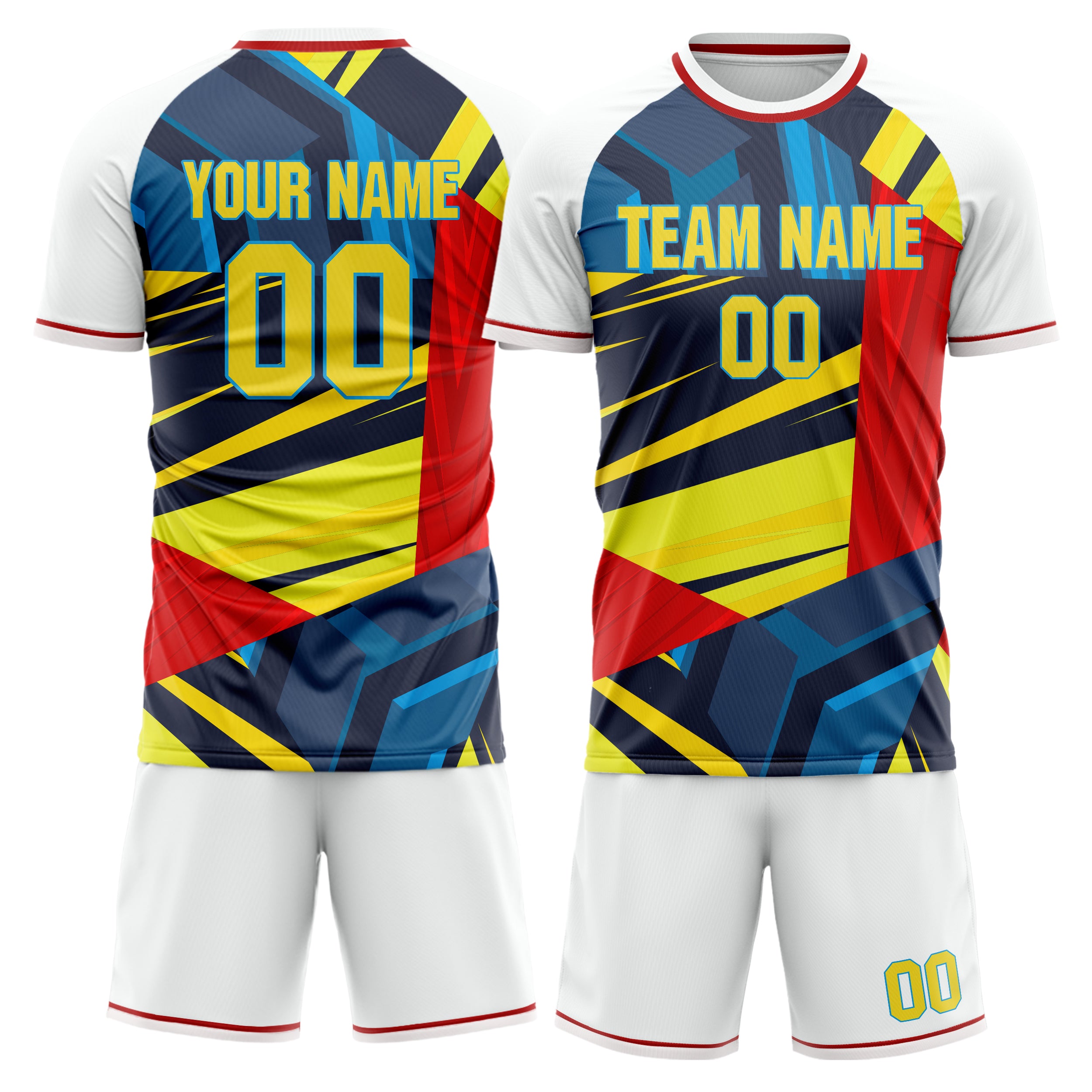 Custom White Gold GeometricalPattern Soccer Jersey