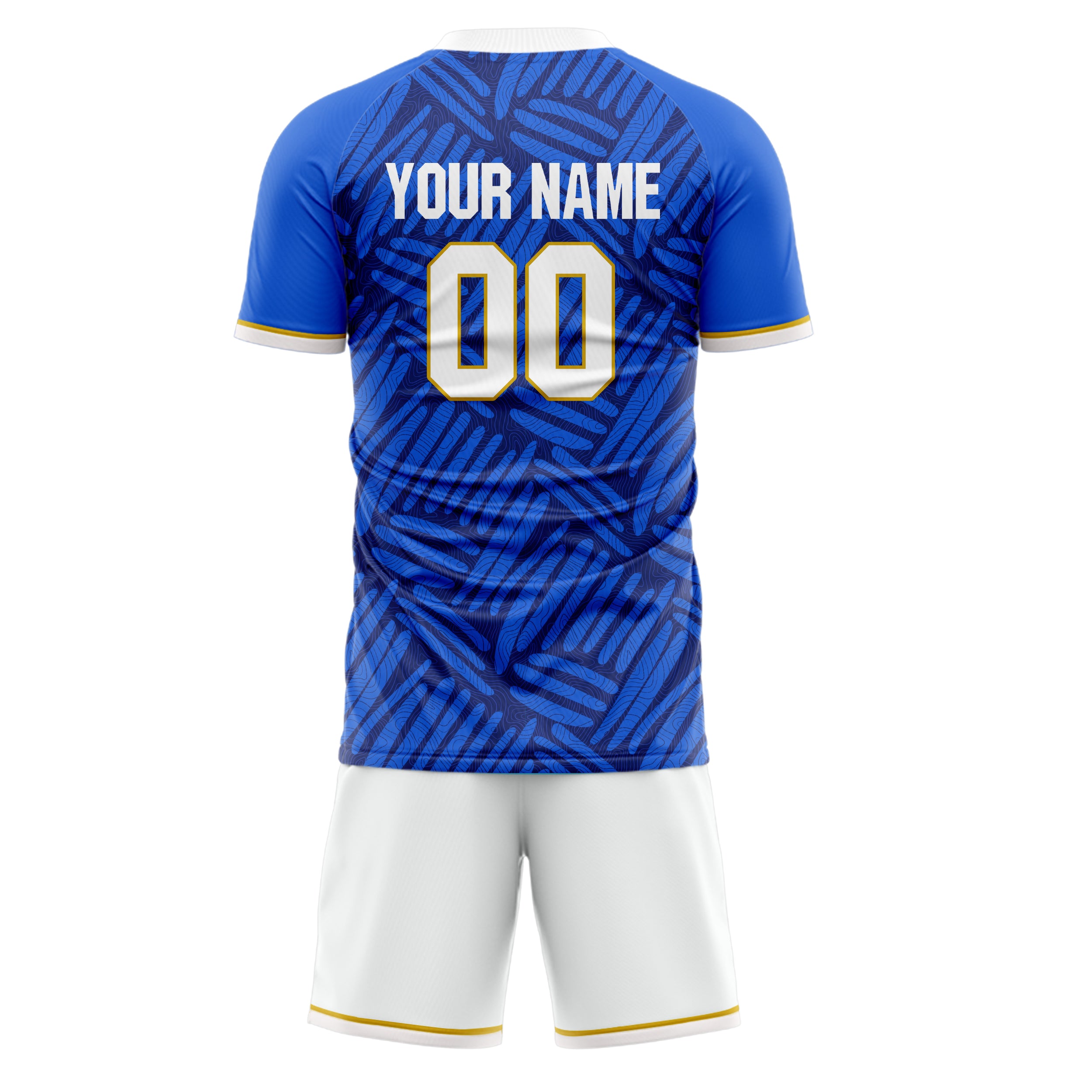 Custom Blue Navy GeometricalPattern Soccer Jersey