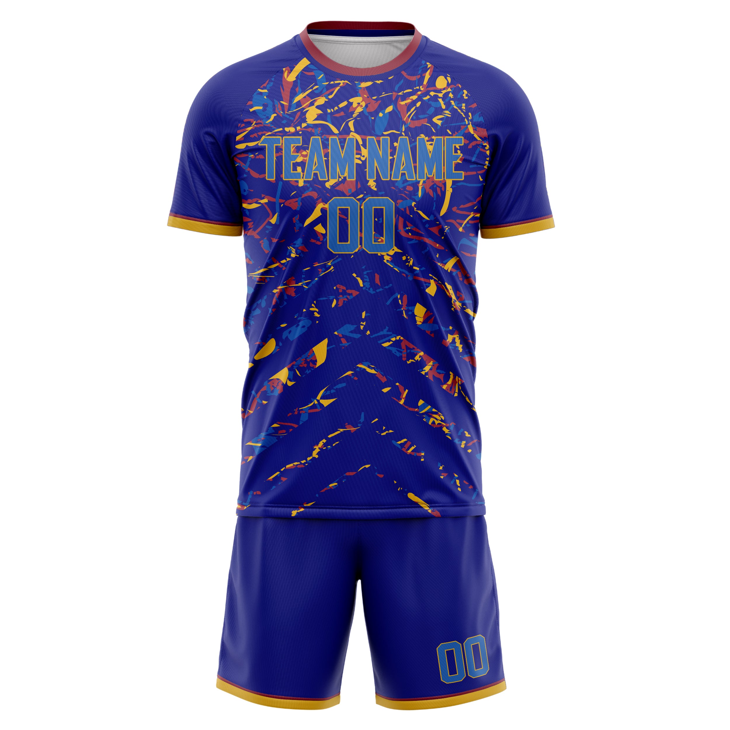 Custom Purple Blue GeometricalPattern Soccer Jersey