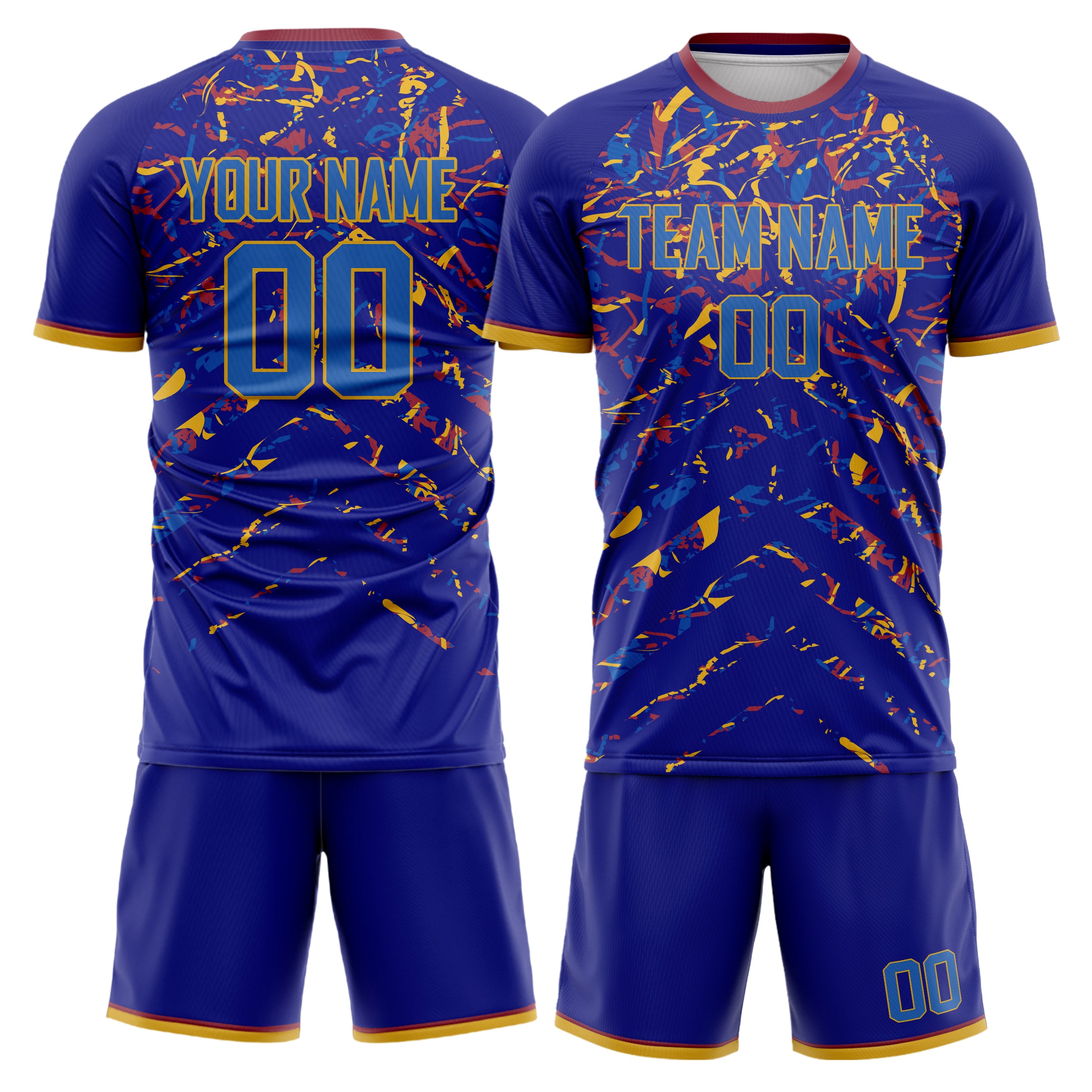 Custom Purple Blue GeometricalPattern Soccer Jersey