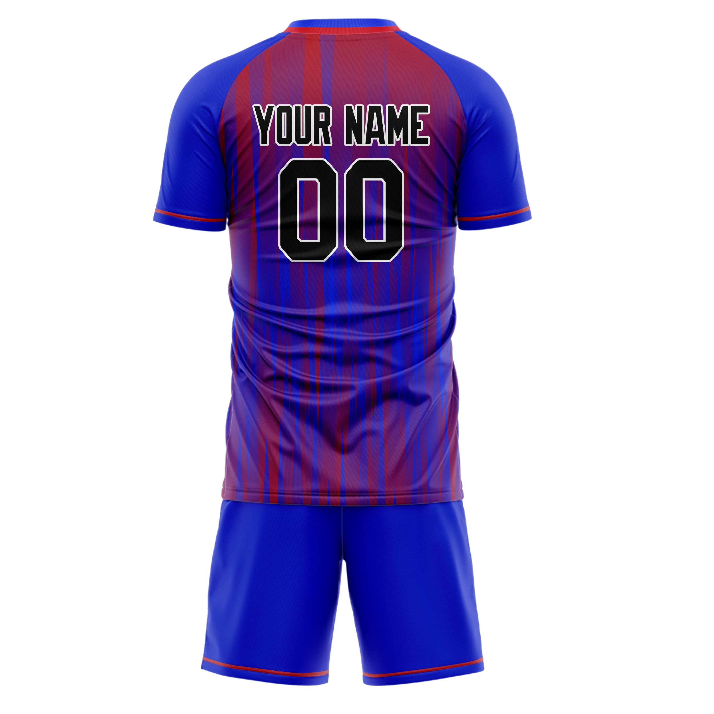 Custom Blue Red GeometricalPattern Soccer Jersey