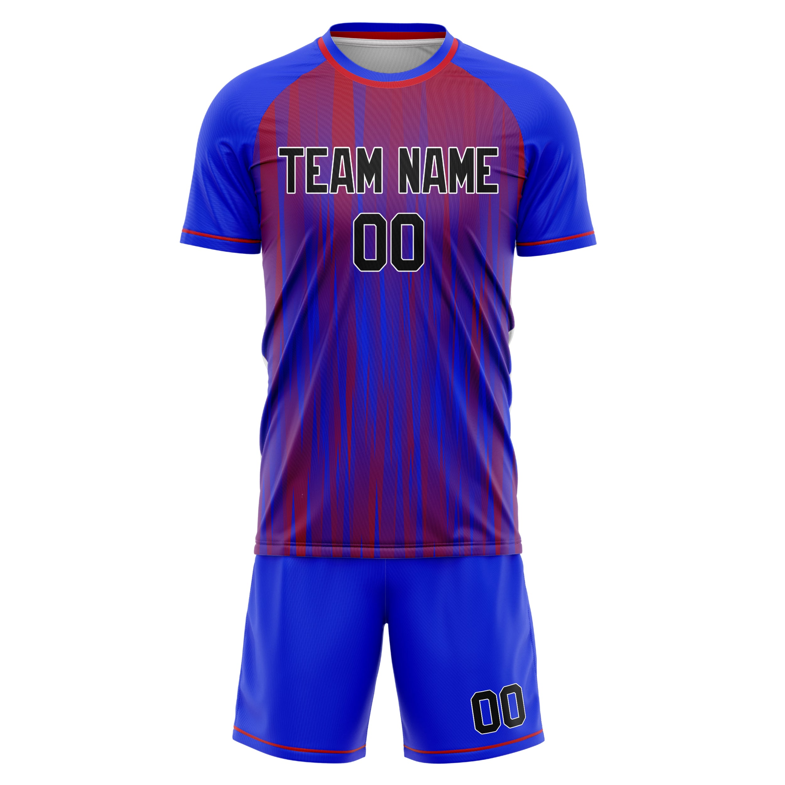Custom Blue Red GeometricalPattern Soccer Jersey