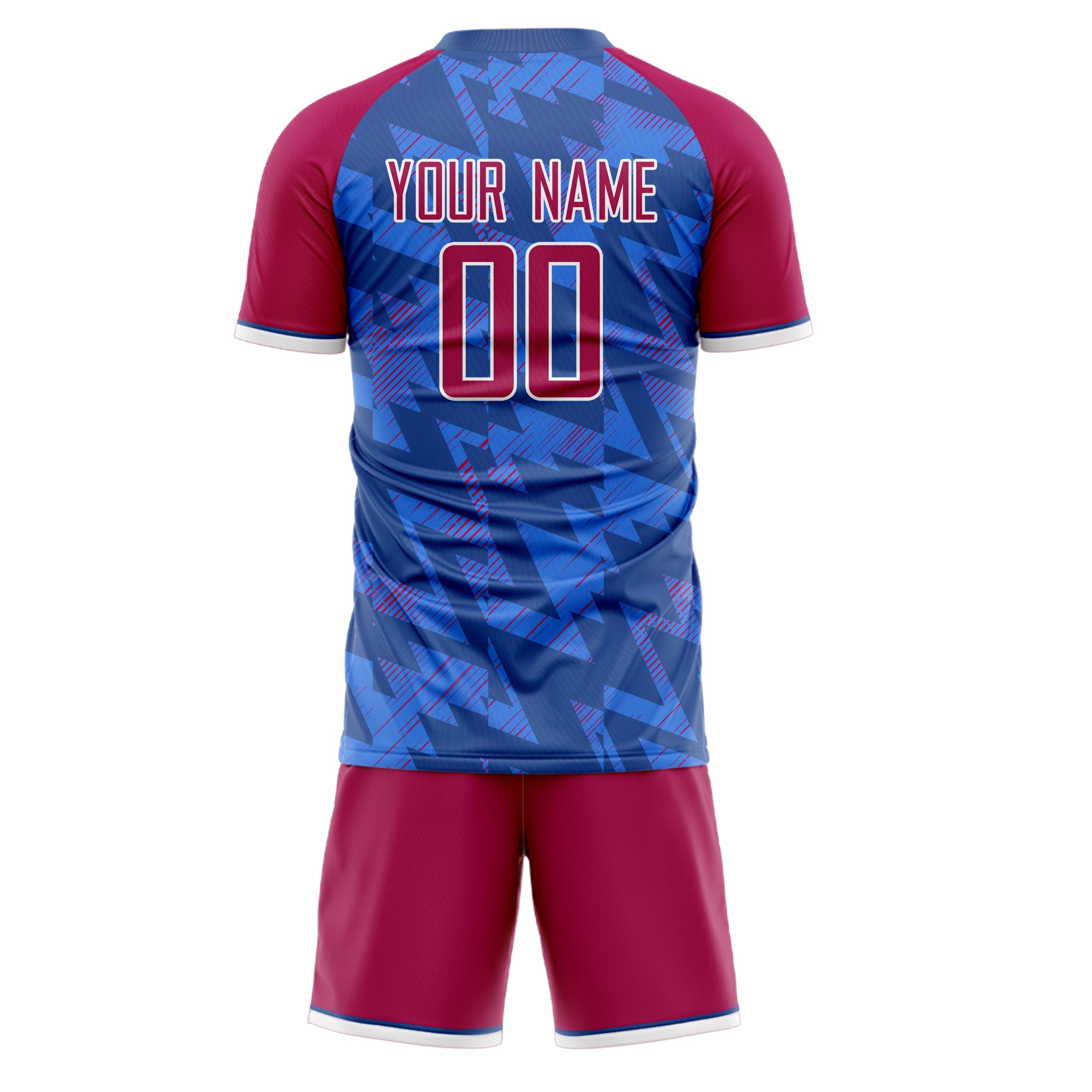Custom Blue Red GeometricalPattern Soccer Jersey