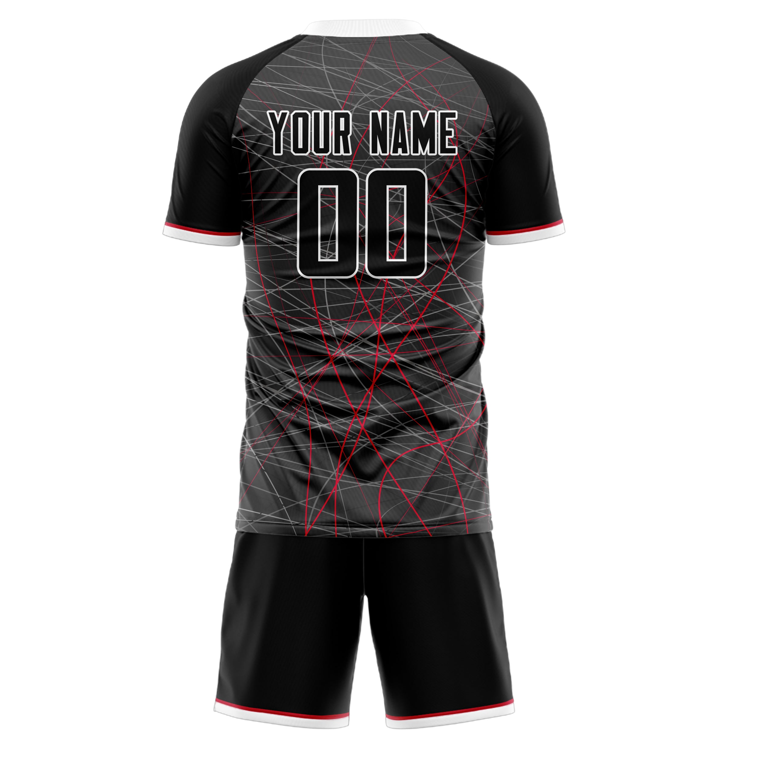 Custom Gray Black GeometricalPattern Soccer Jersey