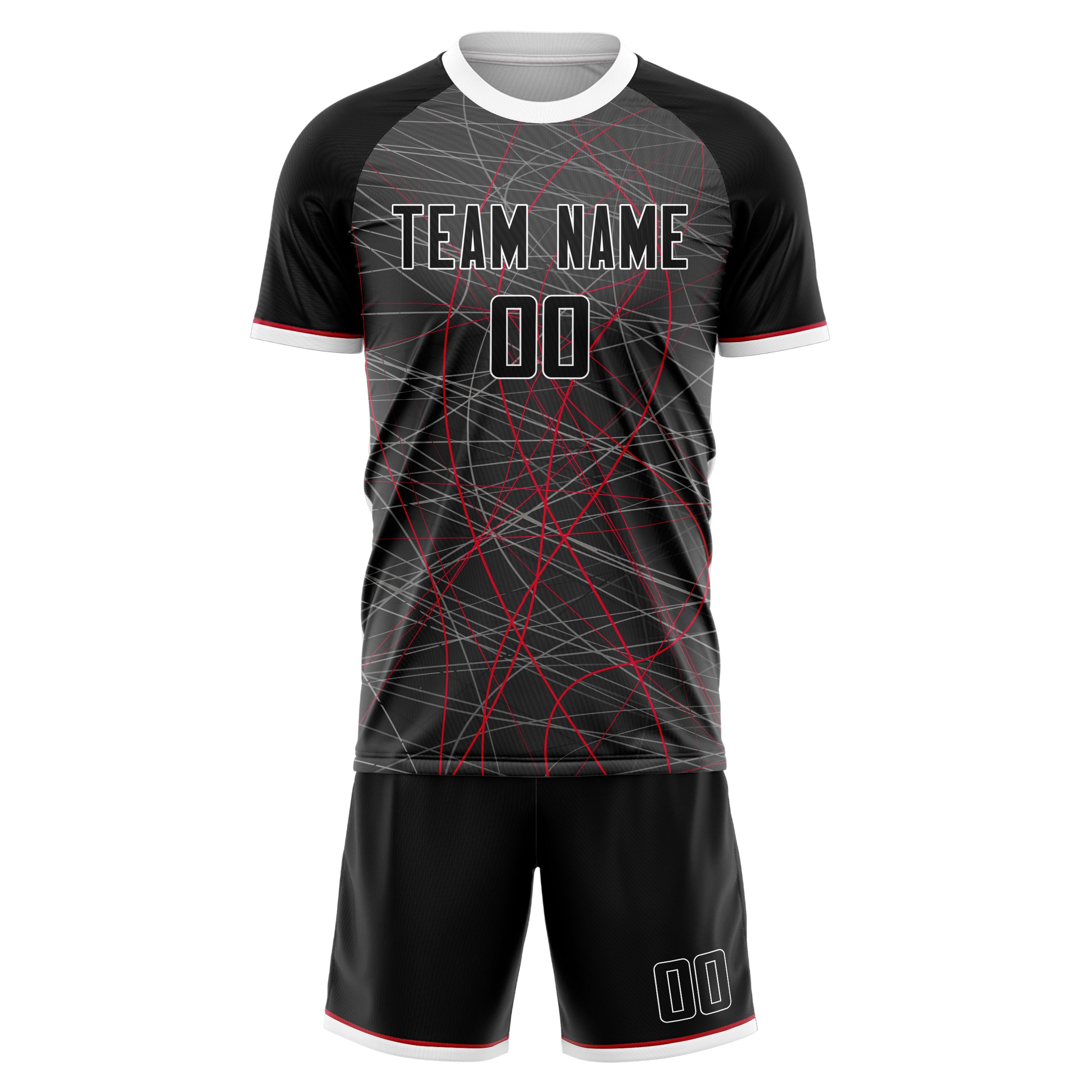 Custom Gray Black GeometricalPattern Soccer Jersey