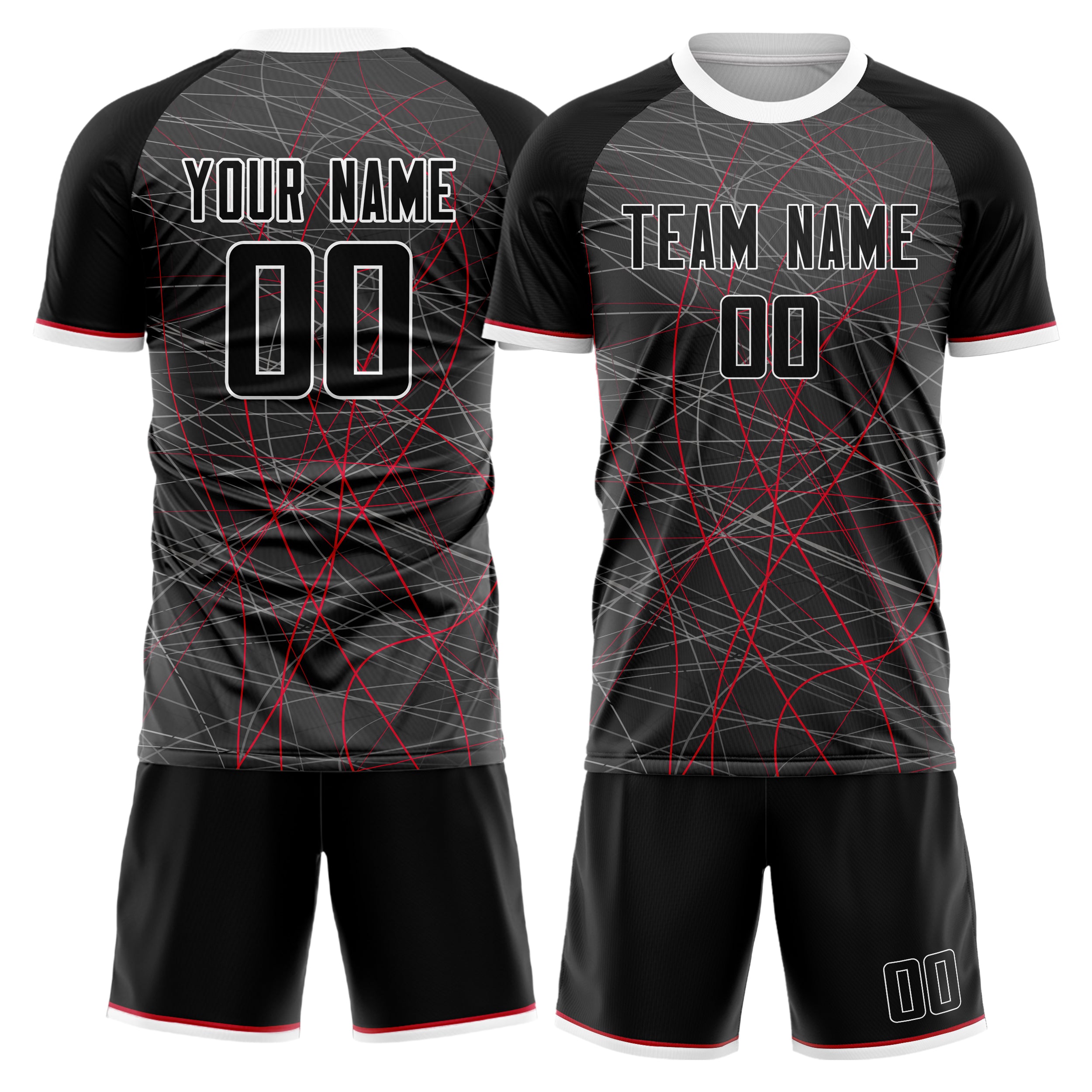 Custom Gray Black GeometricalPattern Soccer Jersey