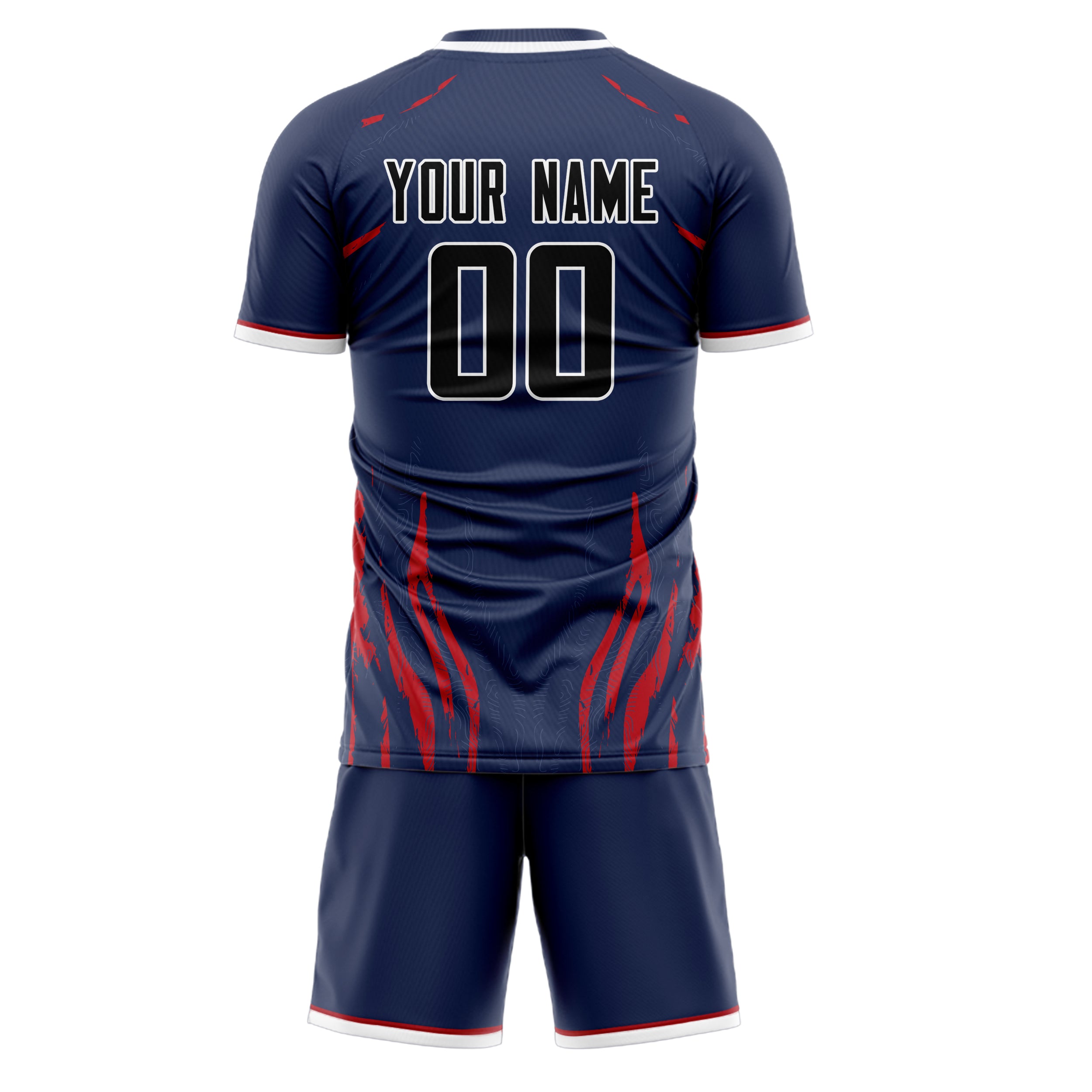Custom Navy Black GeometricalPattern Soccer Jersey