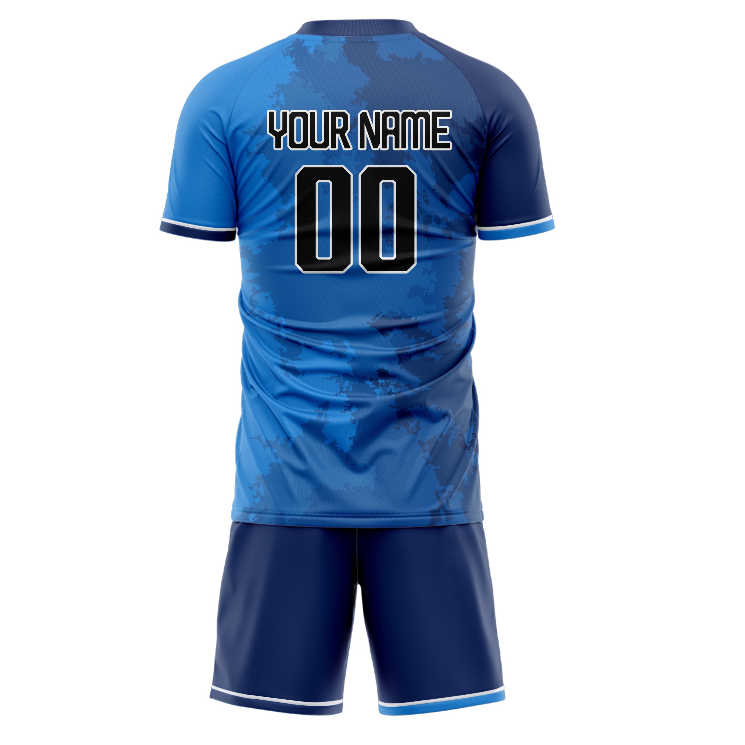 Custom Blue Black GeometricalPattern Soccer Jersey