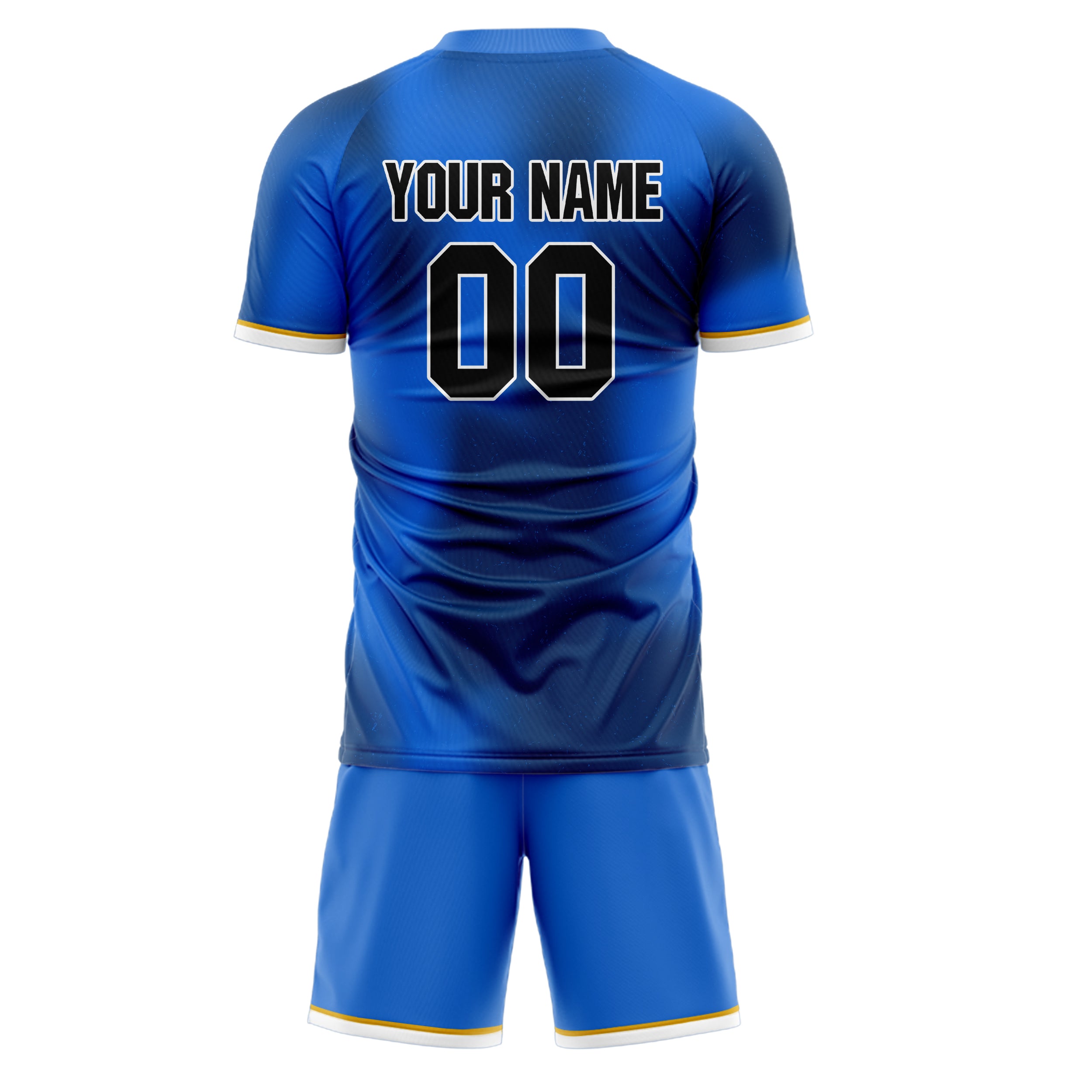 Custom Blue Black GeometricalPattern Soccer Jersey