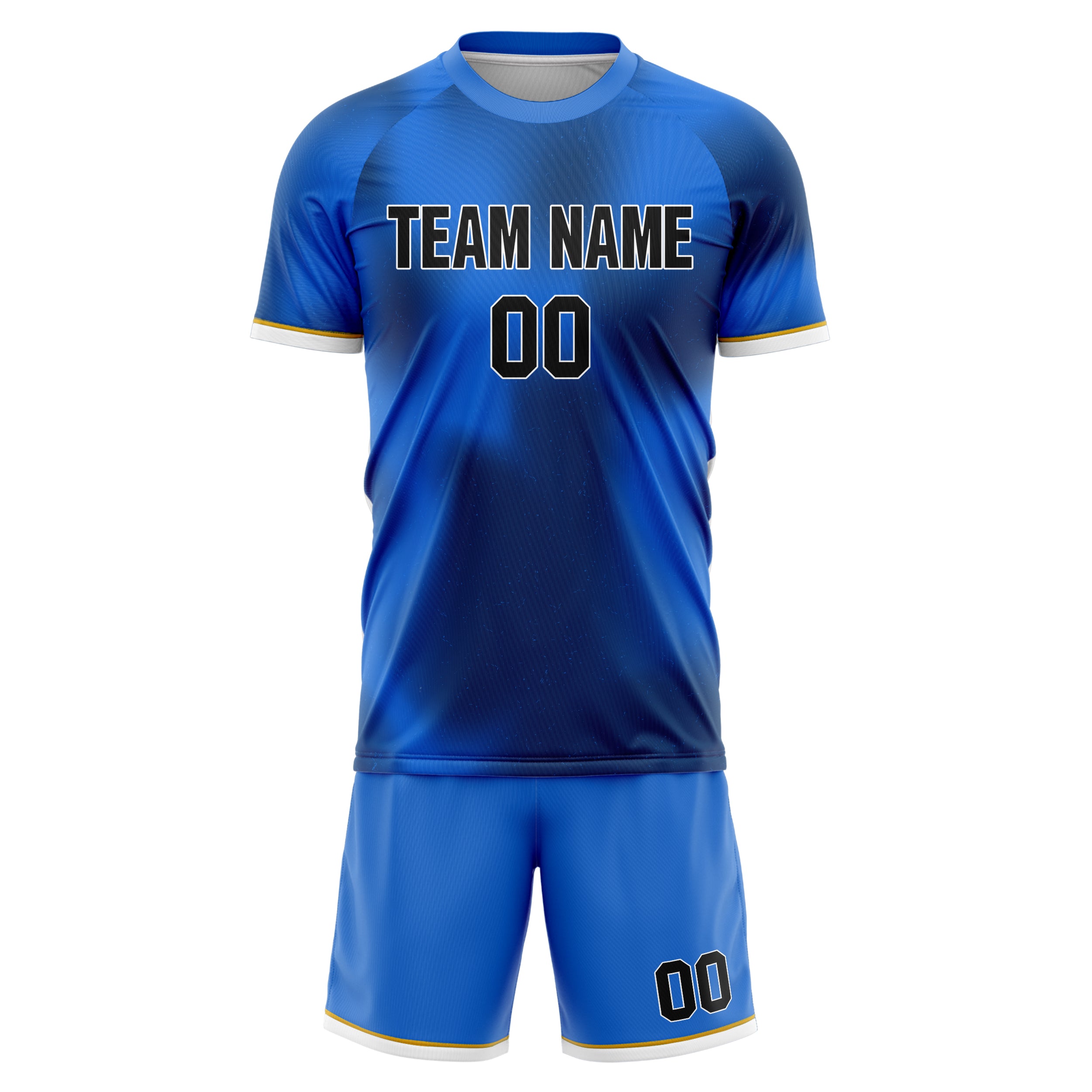 Custom Blue Black GeometricalPattern Soccer Jersey