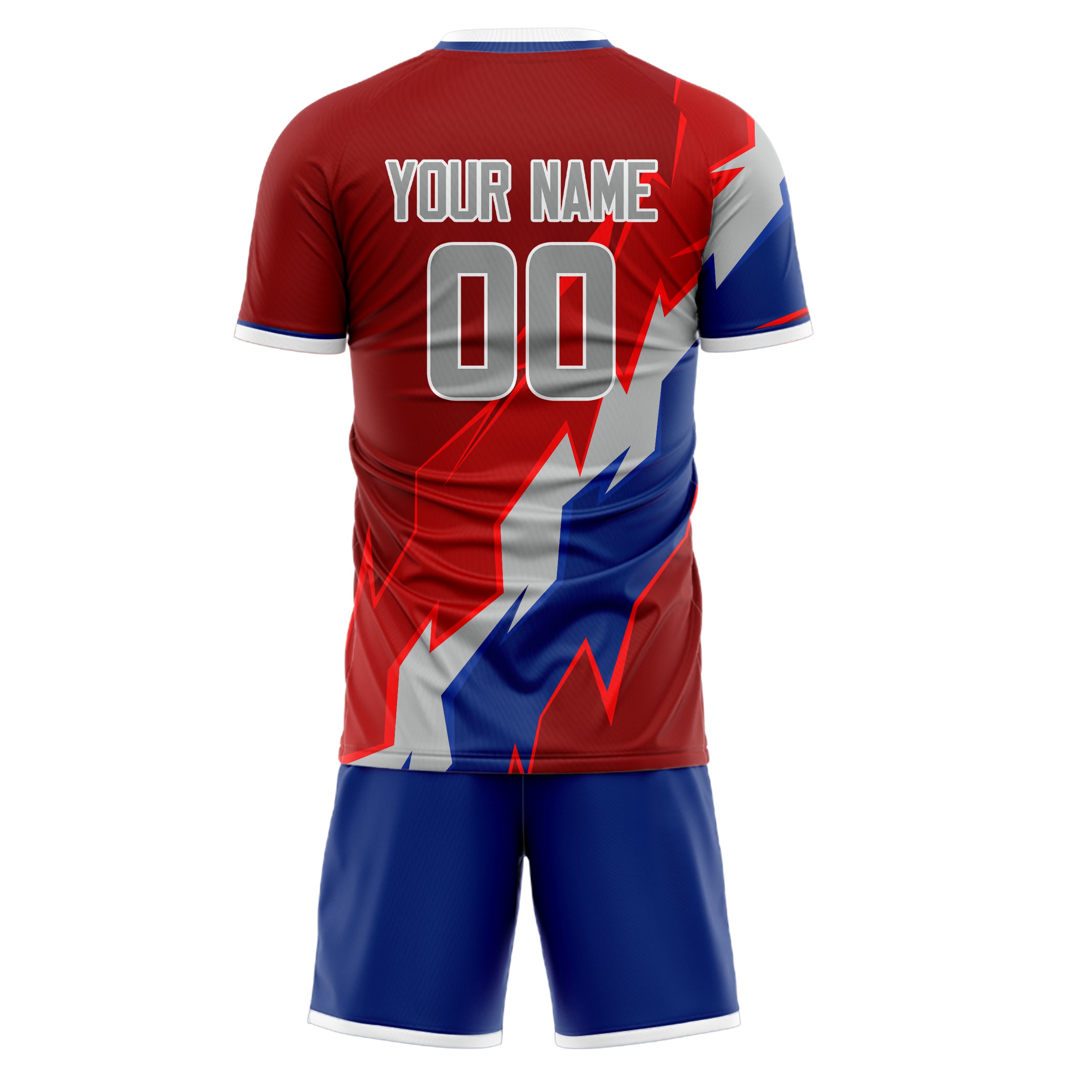 Custom Red Gray GeometricalPattern Soccer Jersey