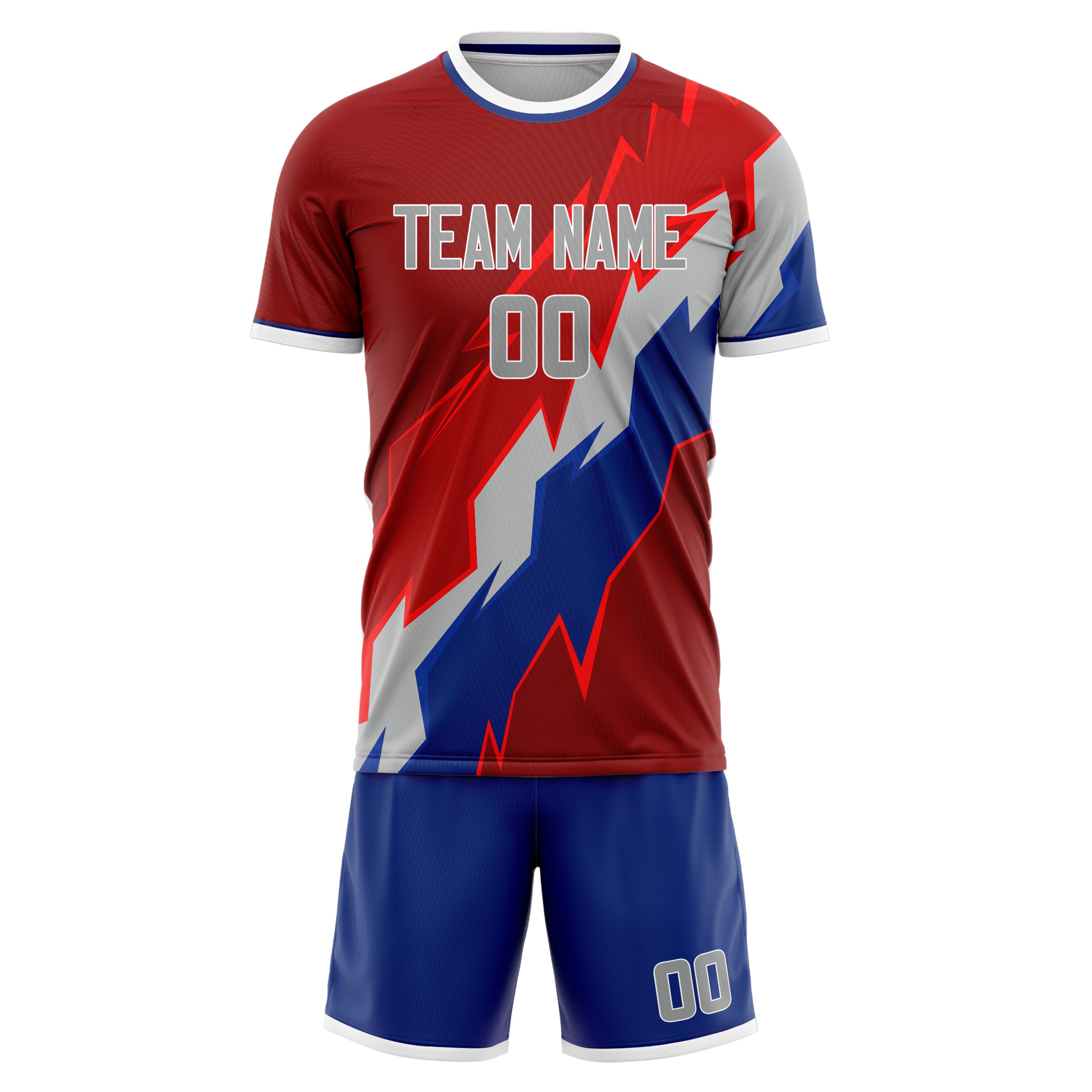 Custom Red Gray GeometricalPattern Soccer Jersey