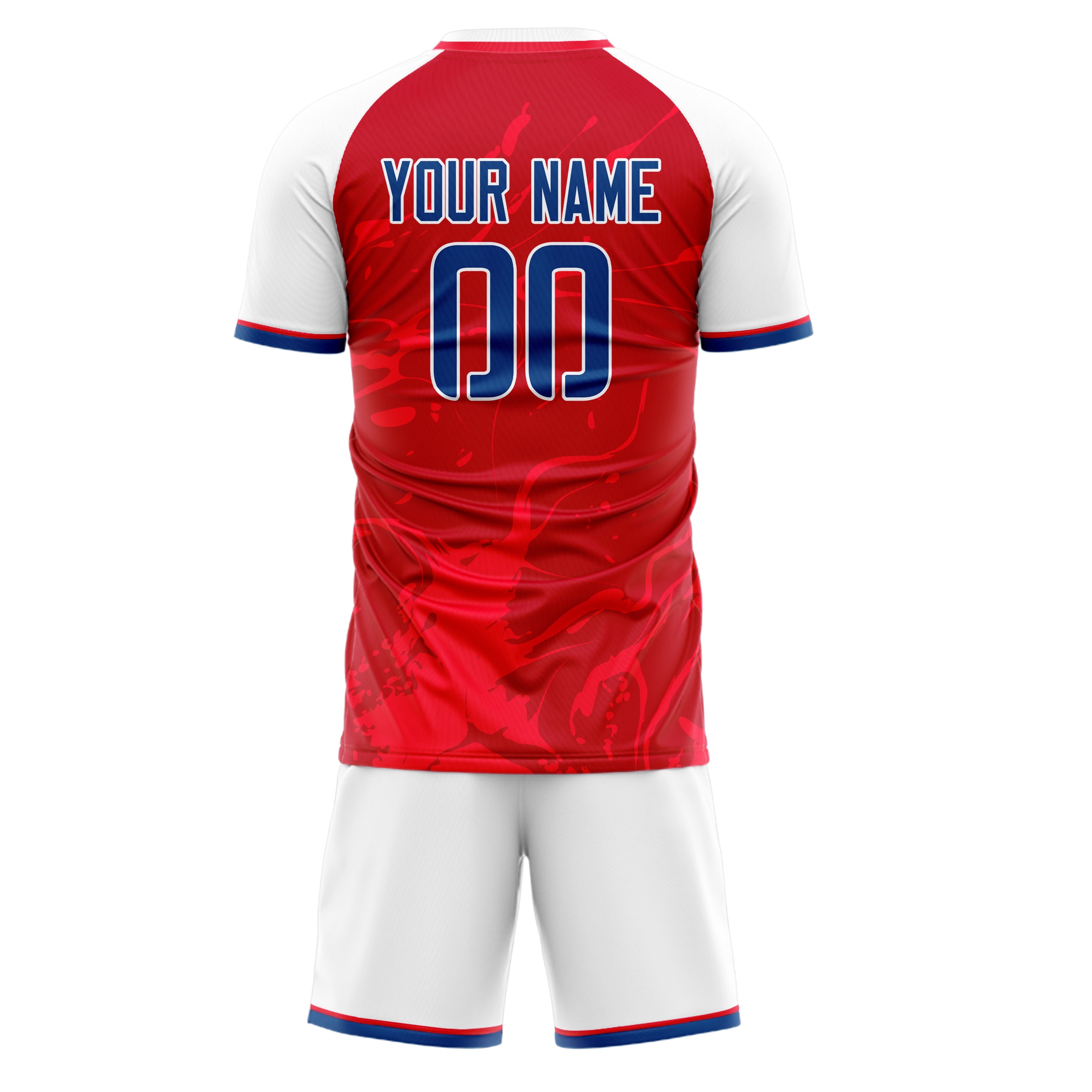 Custom Red White GeometricalPattern Soccer Jersey