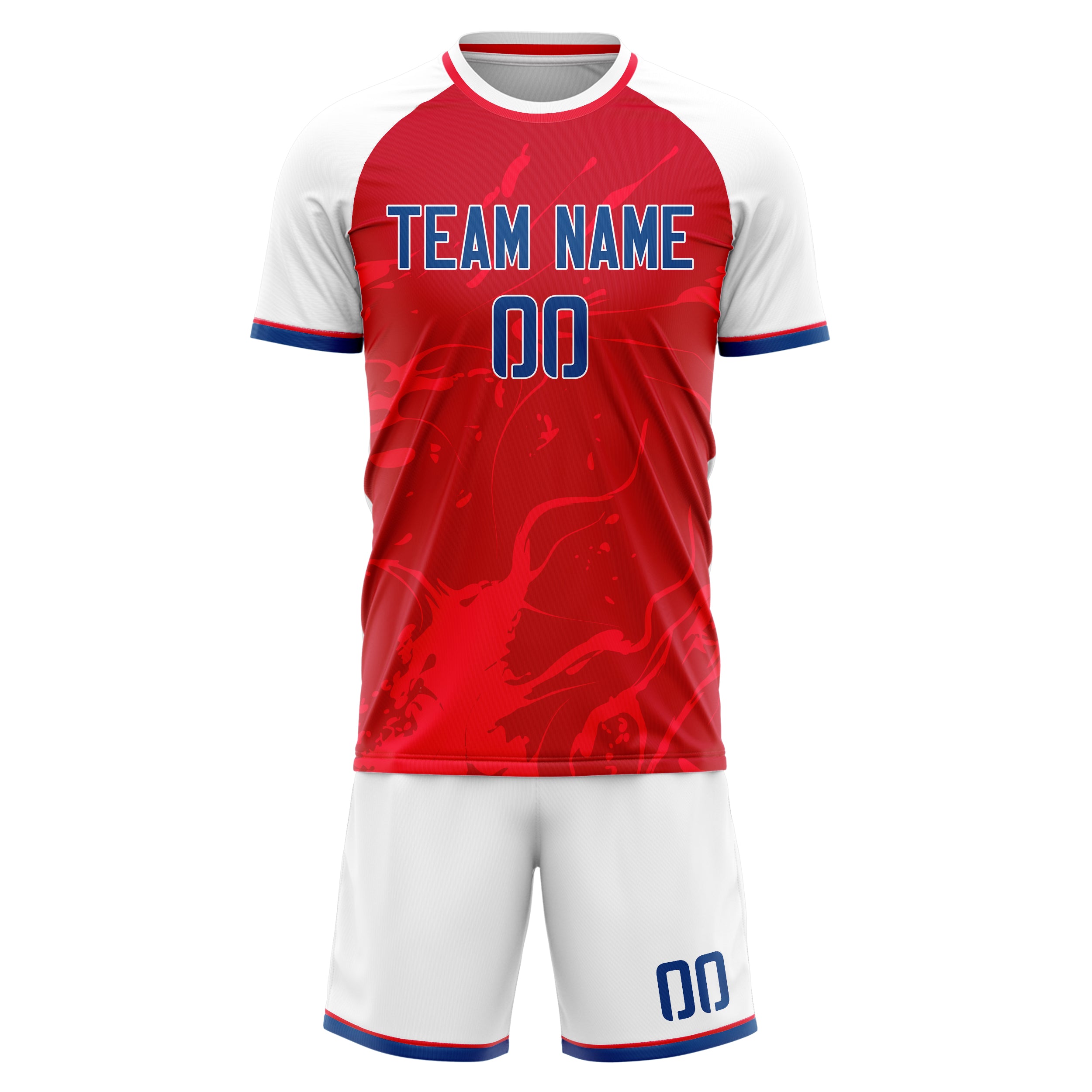Custom Red White GeometricalPattern Soccer Jersey