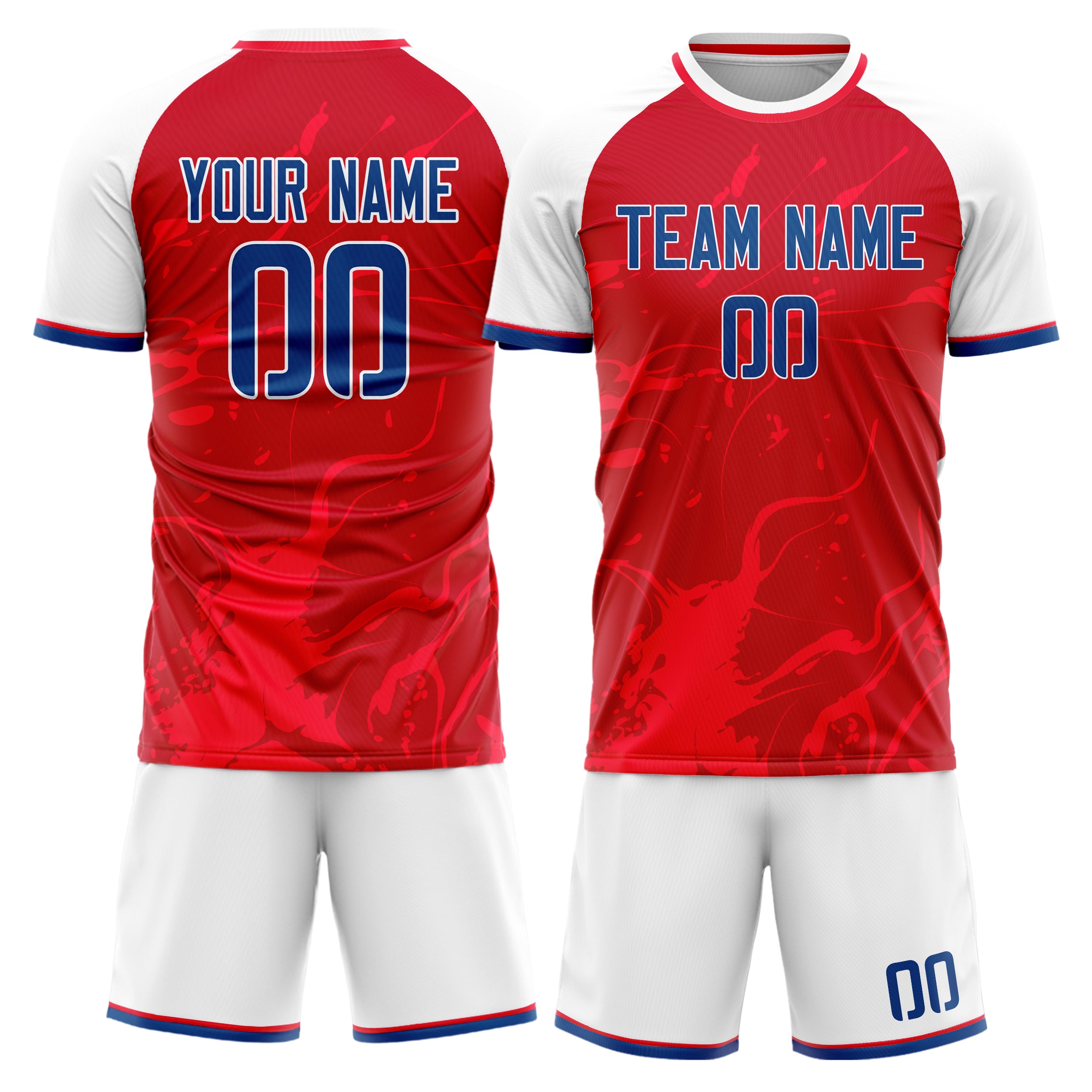 Custom Red White GeometricalPattern Soccer Jersey