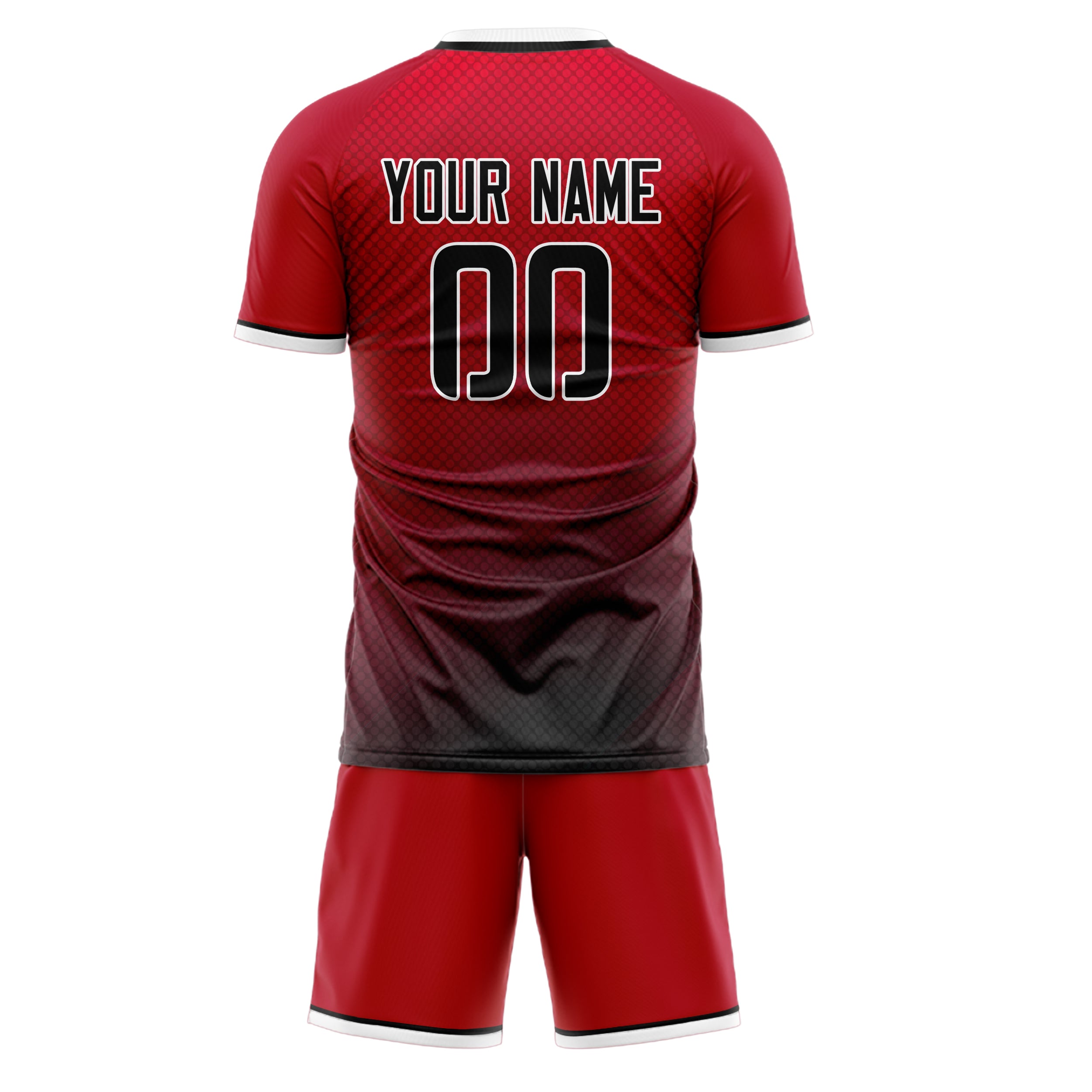 Custom Red Black GeometricalPattern Soccer Jersey