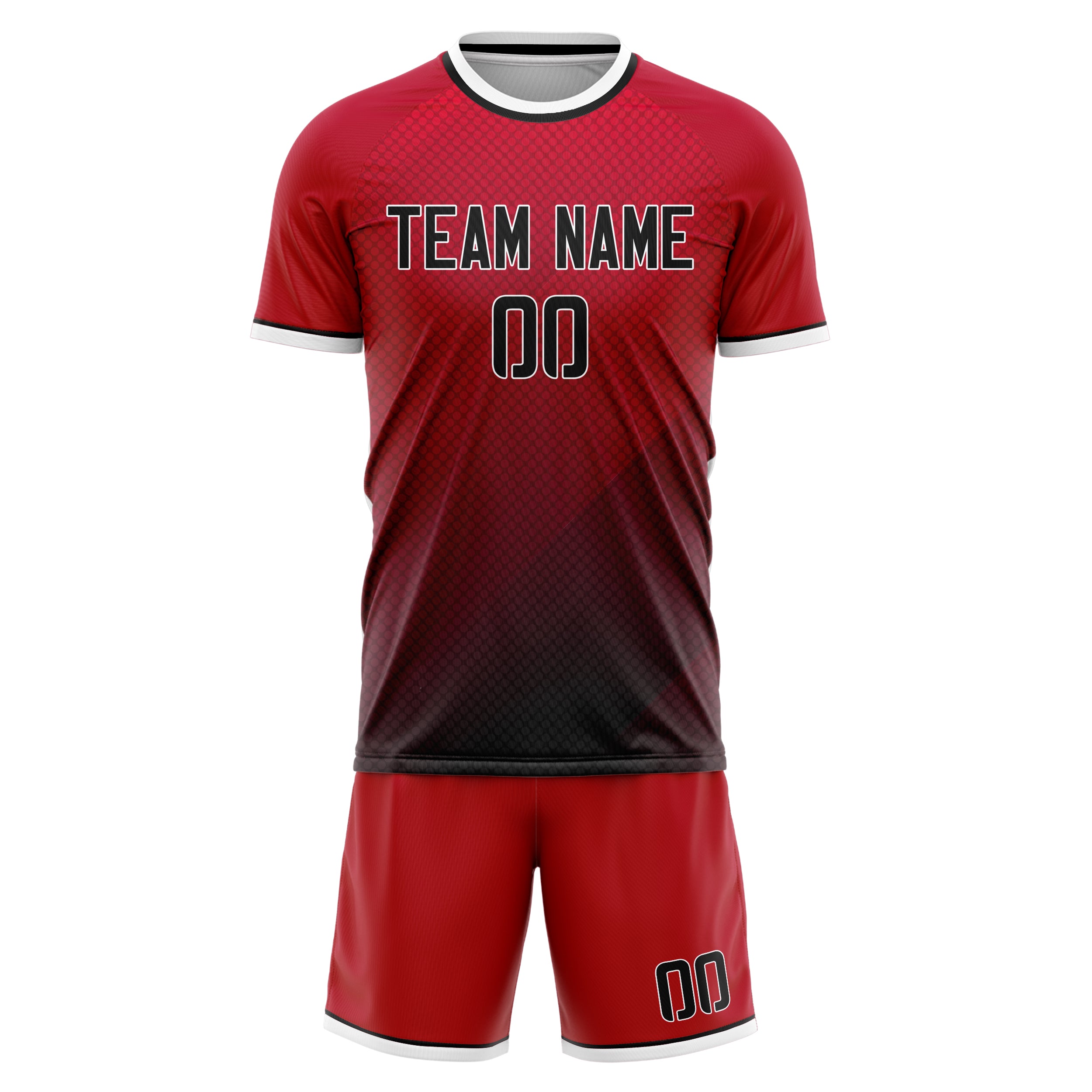 Custom Red Black GeometricalPattern Soccer Jersey
