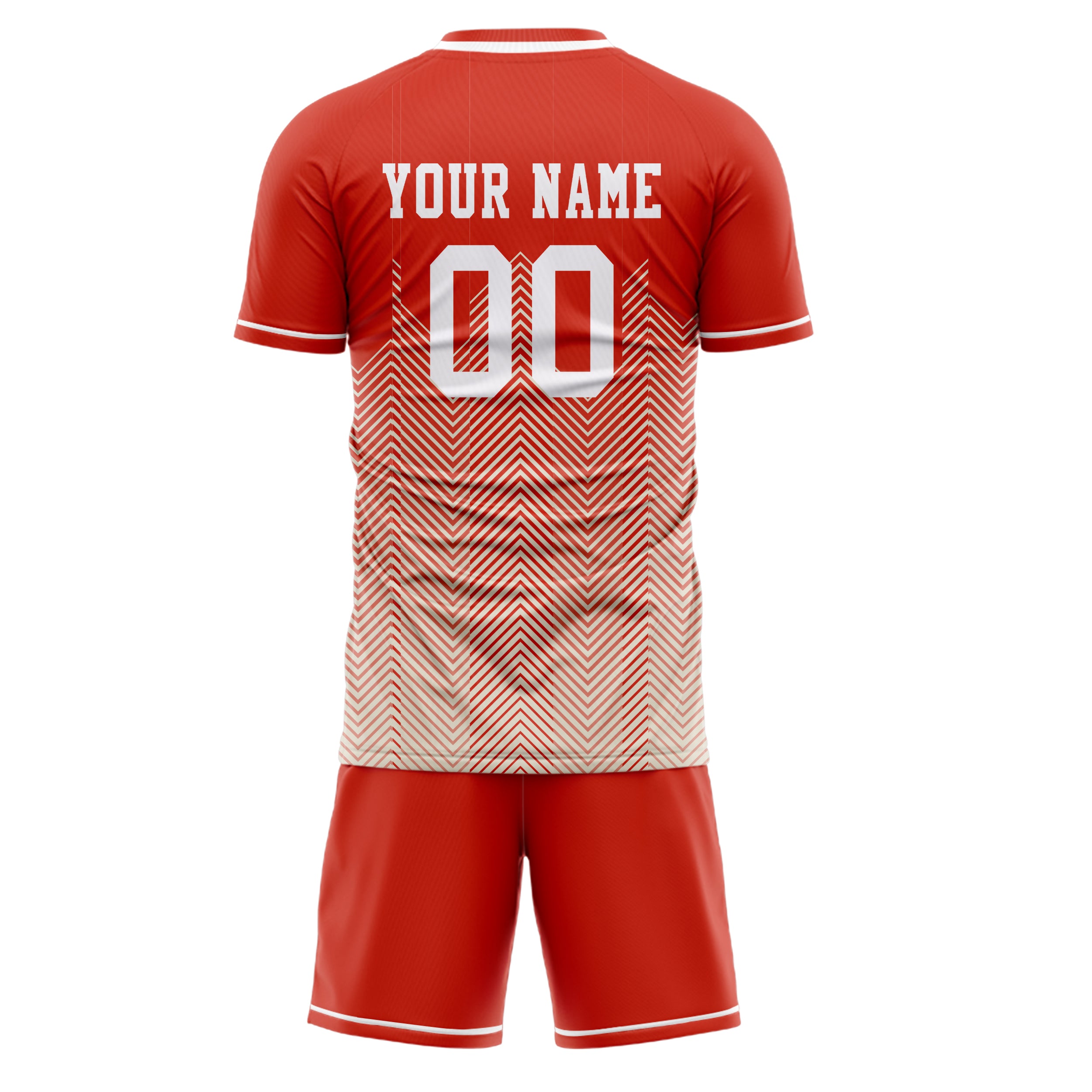 Custom Red Cream GeometricalPattern Soccer Jersey