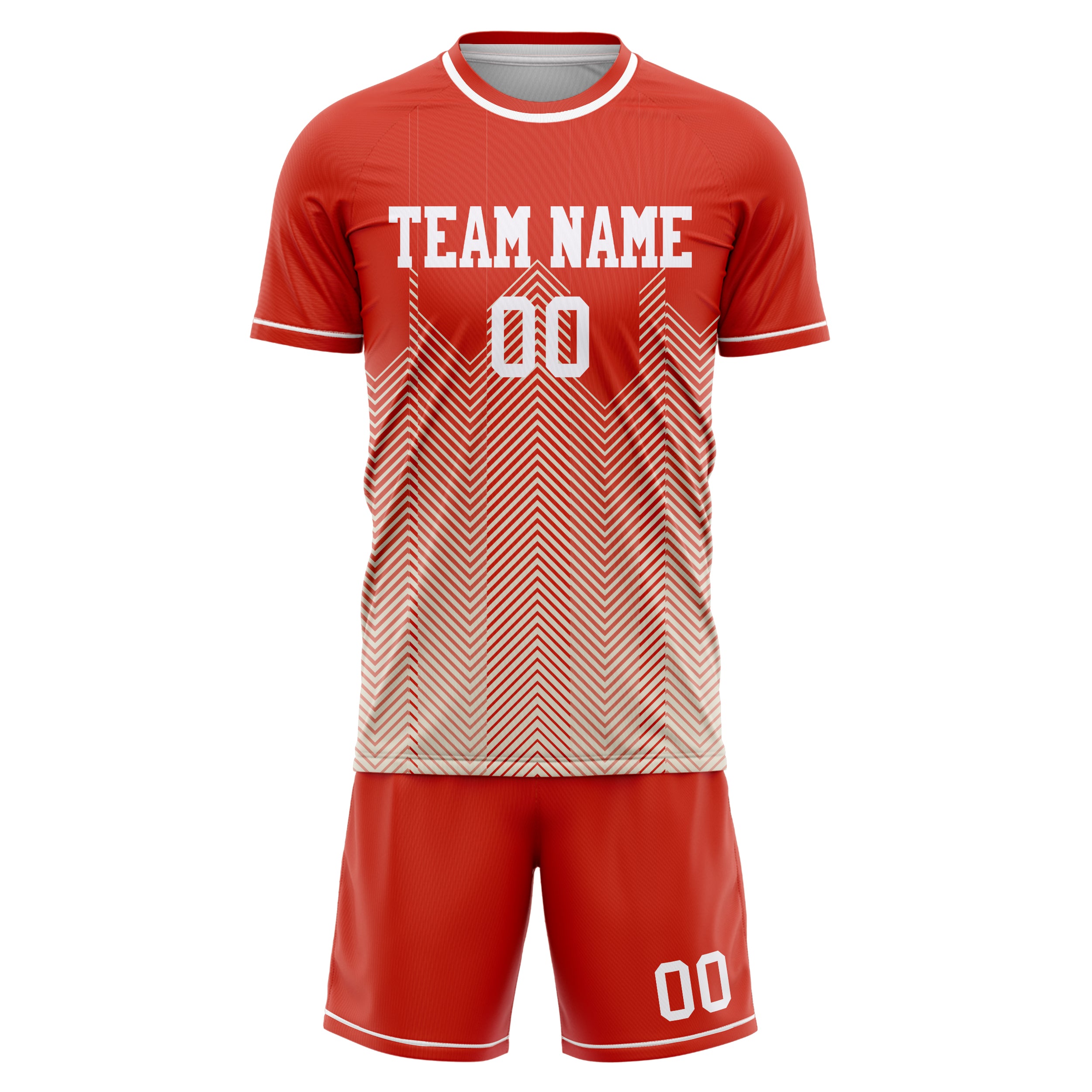 Custom Red Cream GeometricalPattern Soccer Jersey