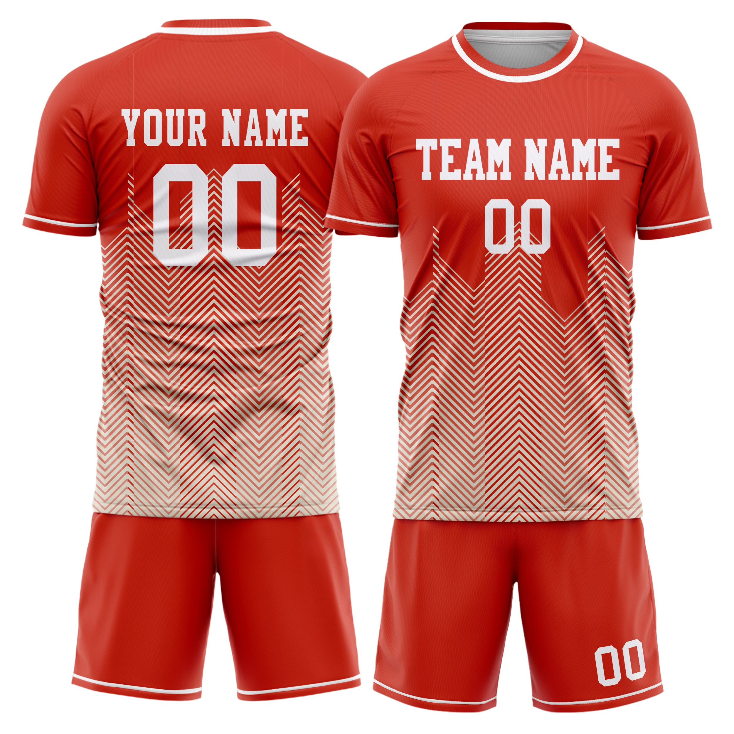 Custom Red Cream GeometricalPattern Soccer Jersey