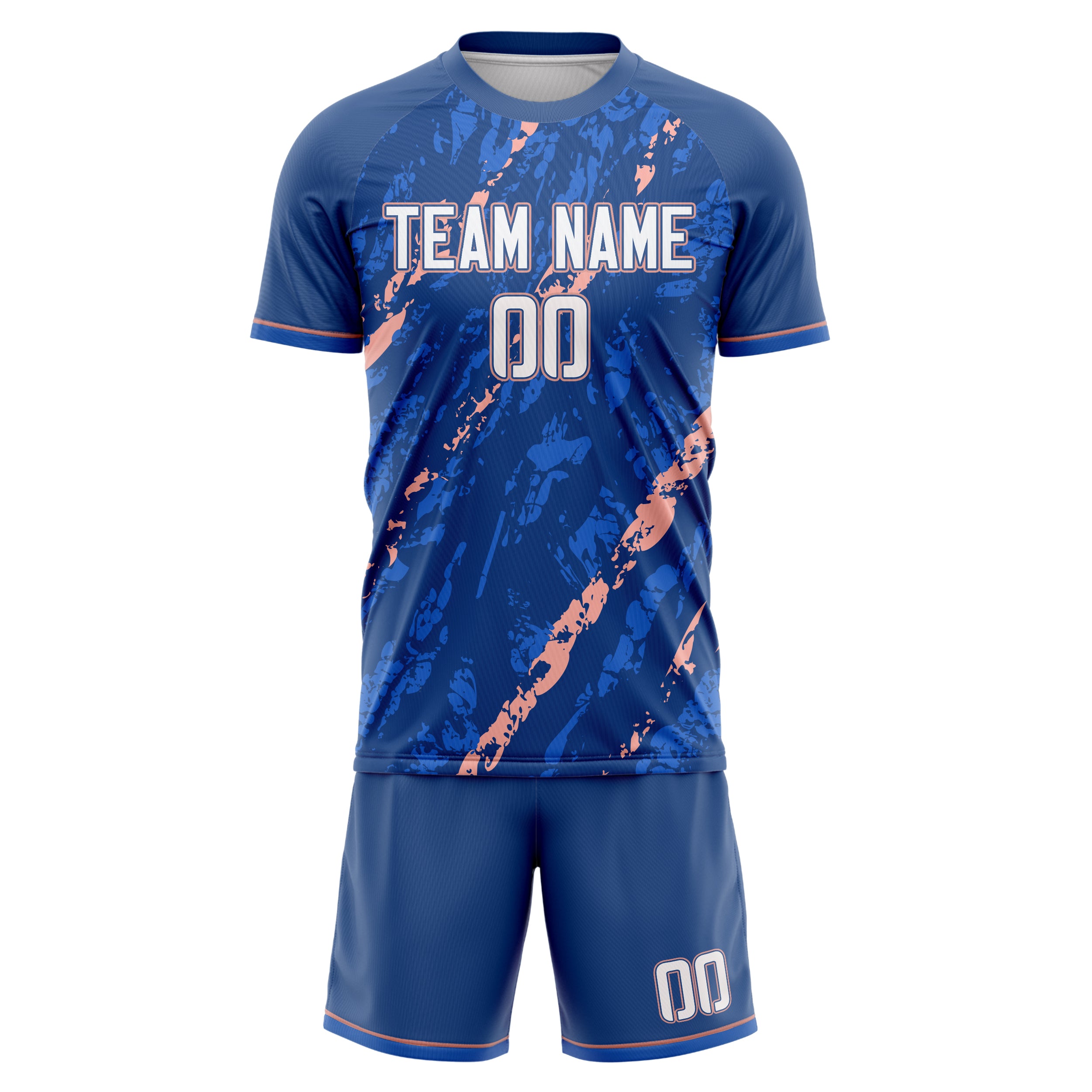 Custom Navy Pink GeometricalPattern Soccer Jersey