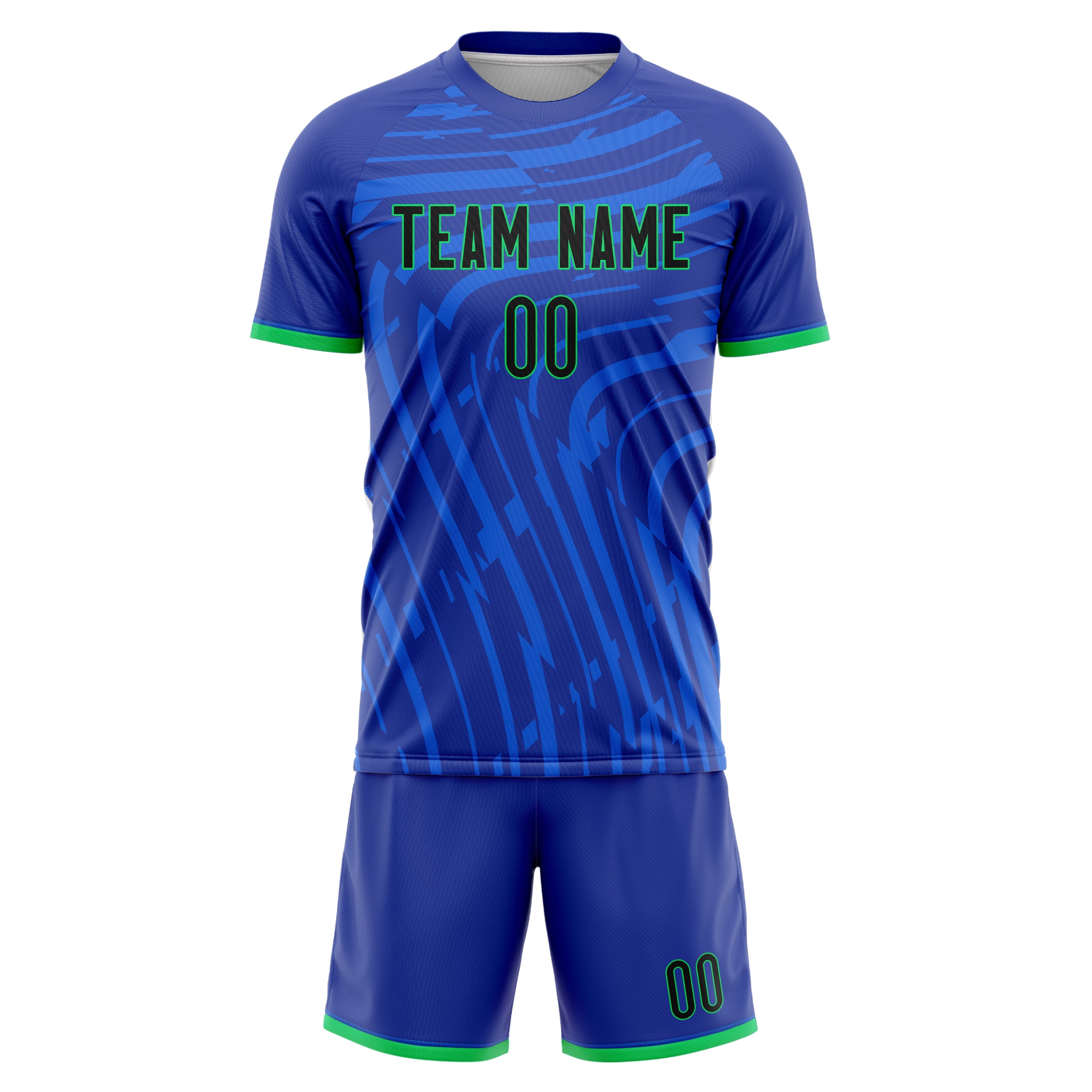 Custom Blue Teal GeometricalPattern Soccer Jersey