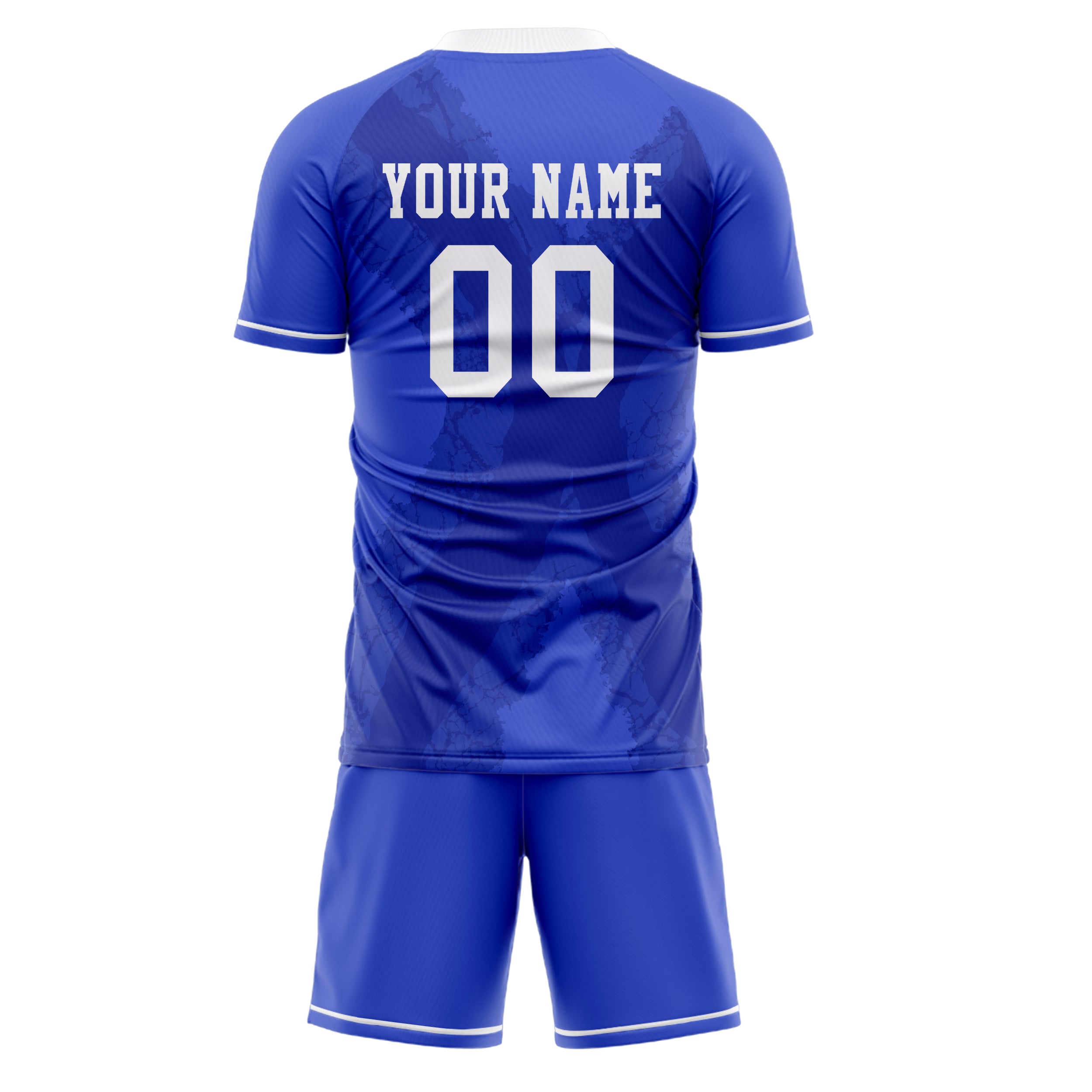Custom Blue White GeometricalPattern Soccer Jersey