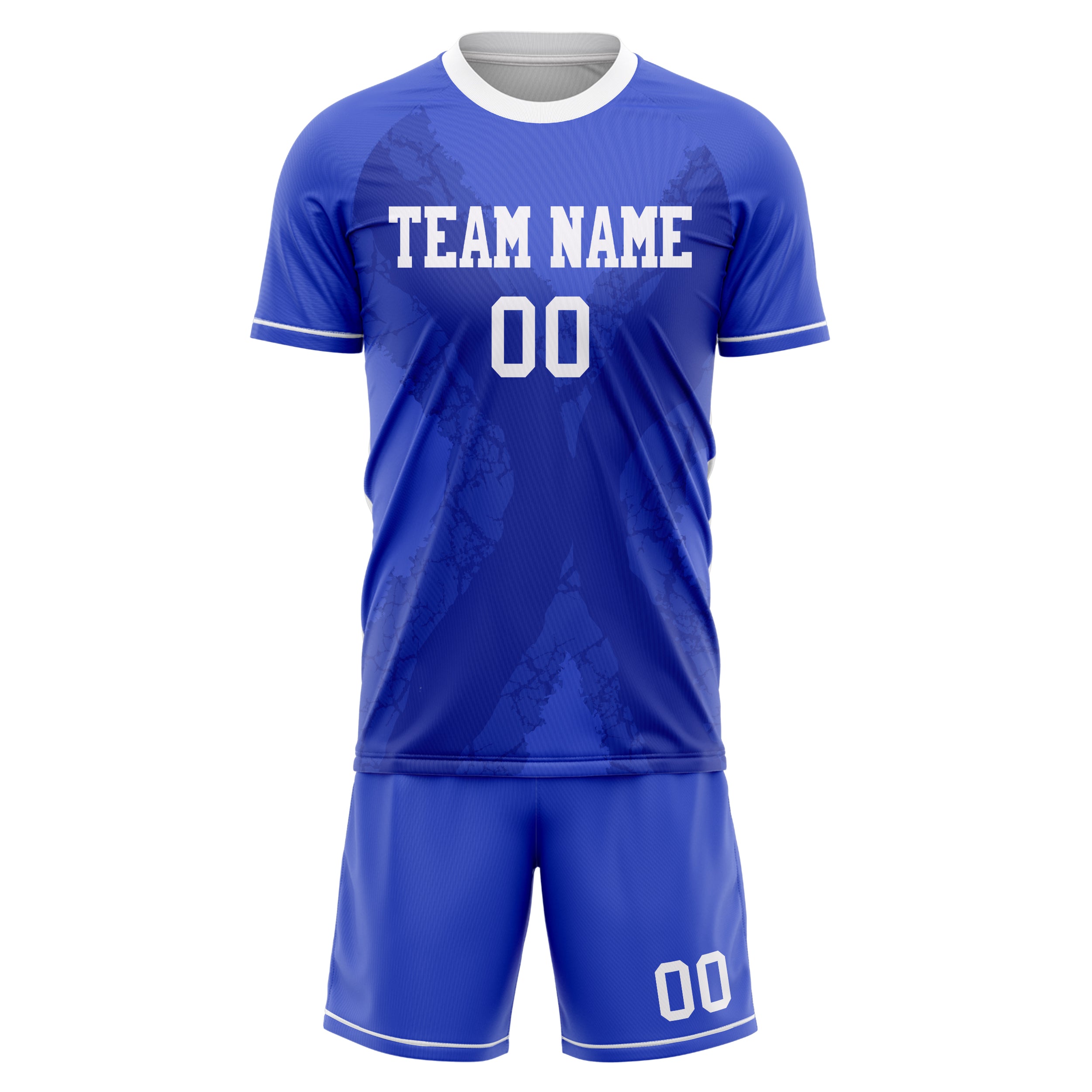 Custom Blue White GeometricalPattern Soccer Jersey