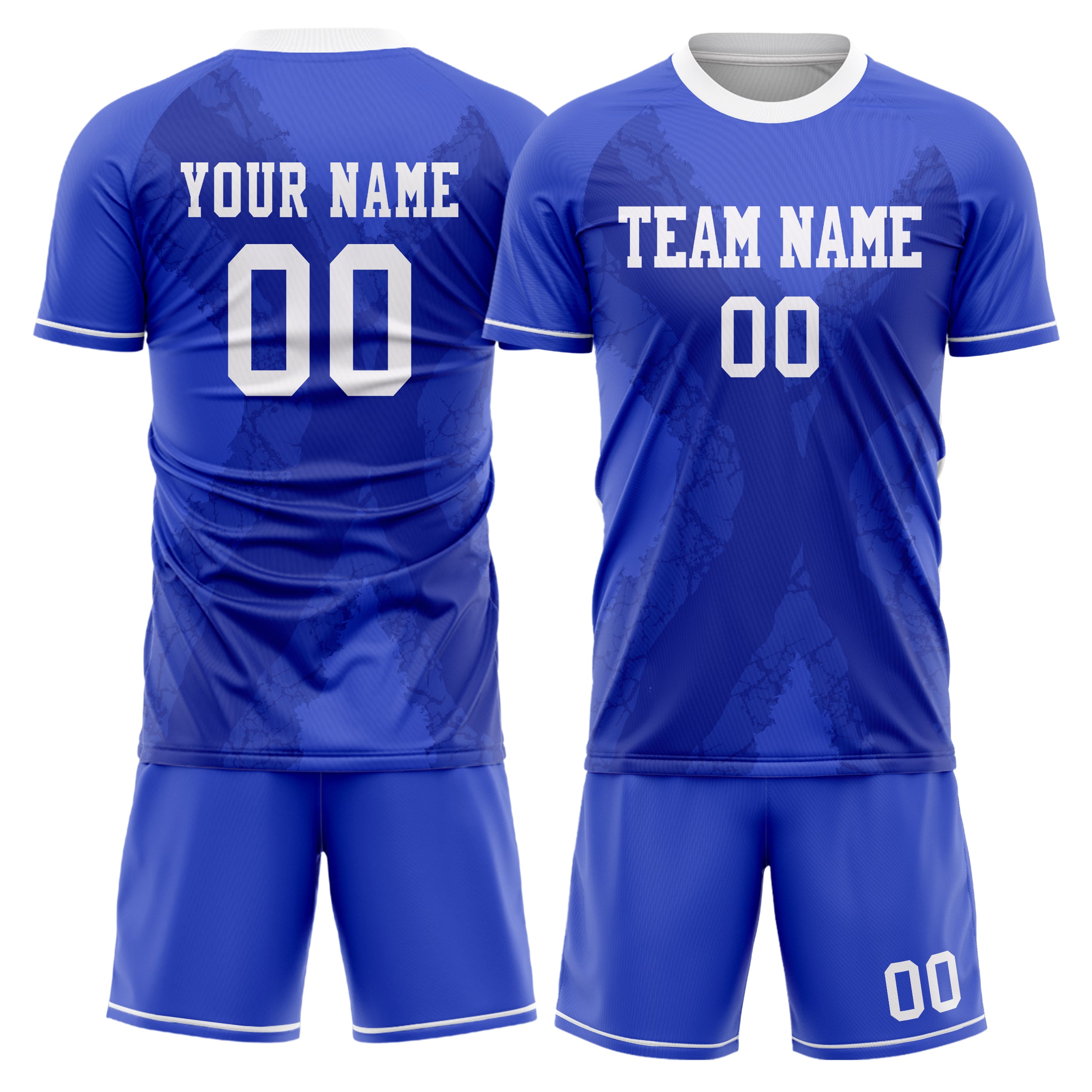 Custom Blue White GeometricalPattern Soccer Jersey