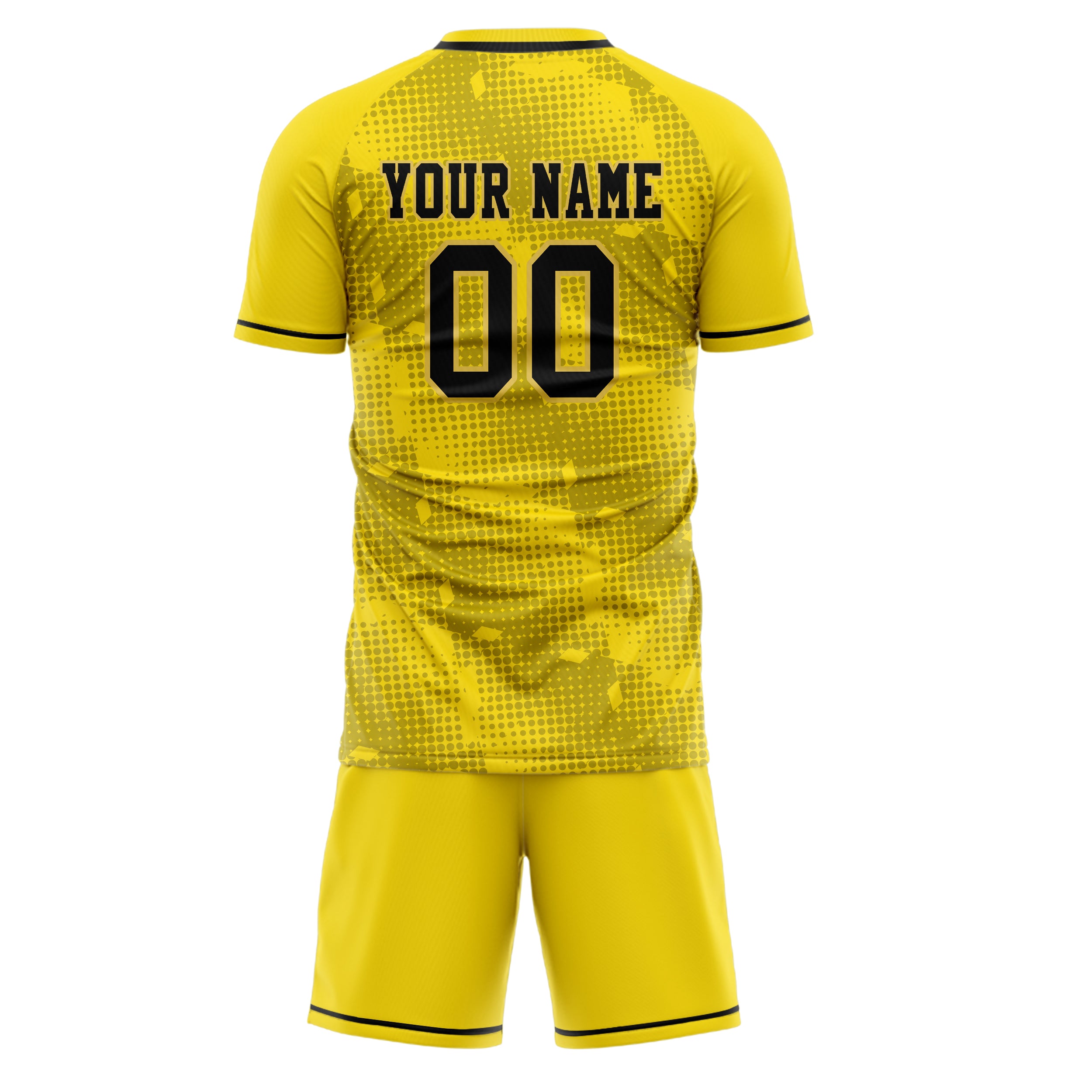 Custom Yellow Black GeometricalPattern Soccer Jersey