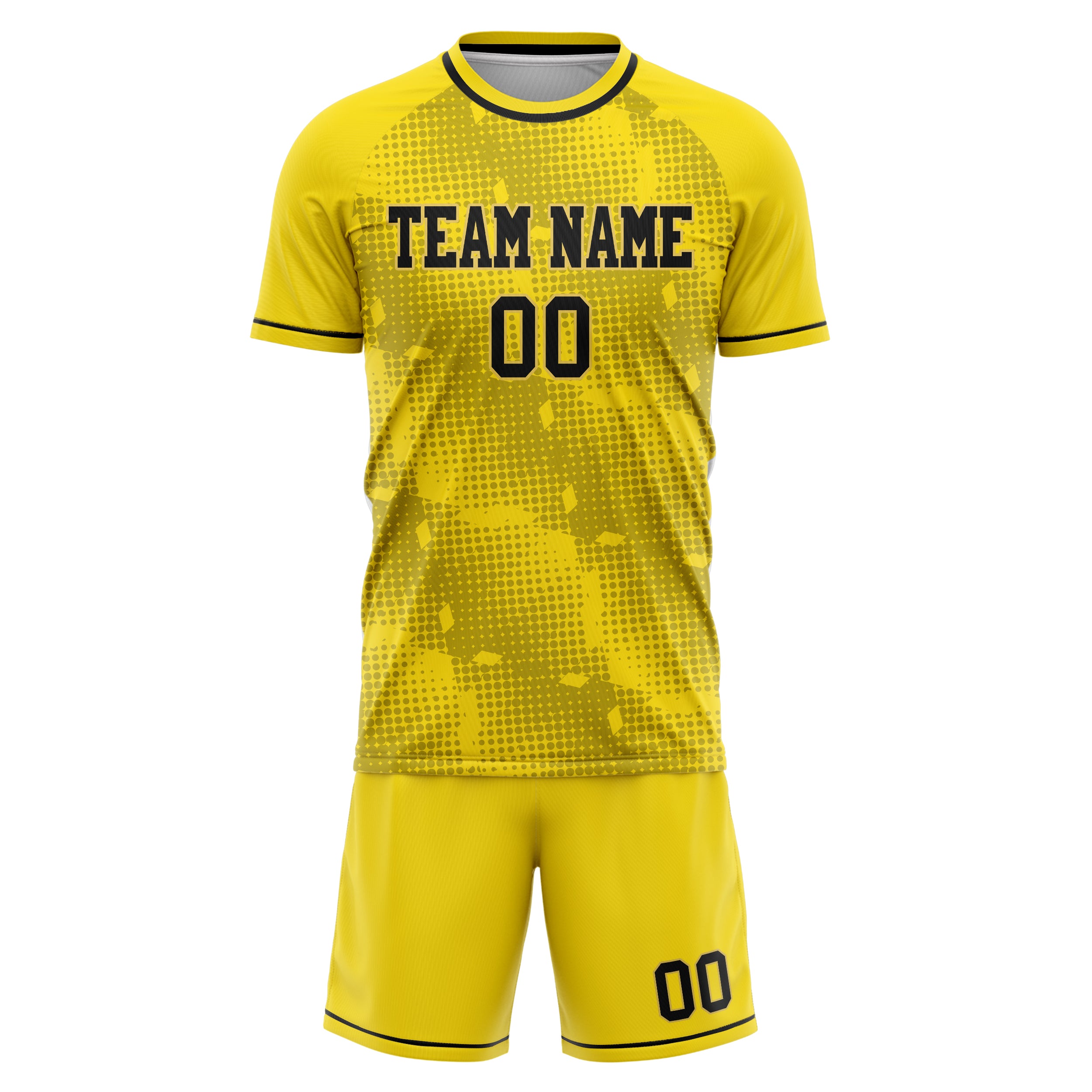 Custom Yellow Black GeometricalPattern Soccer Jersey