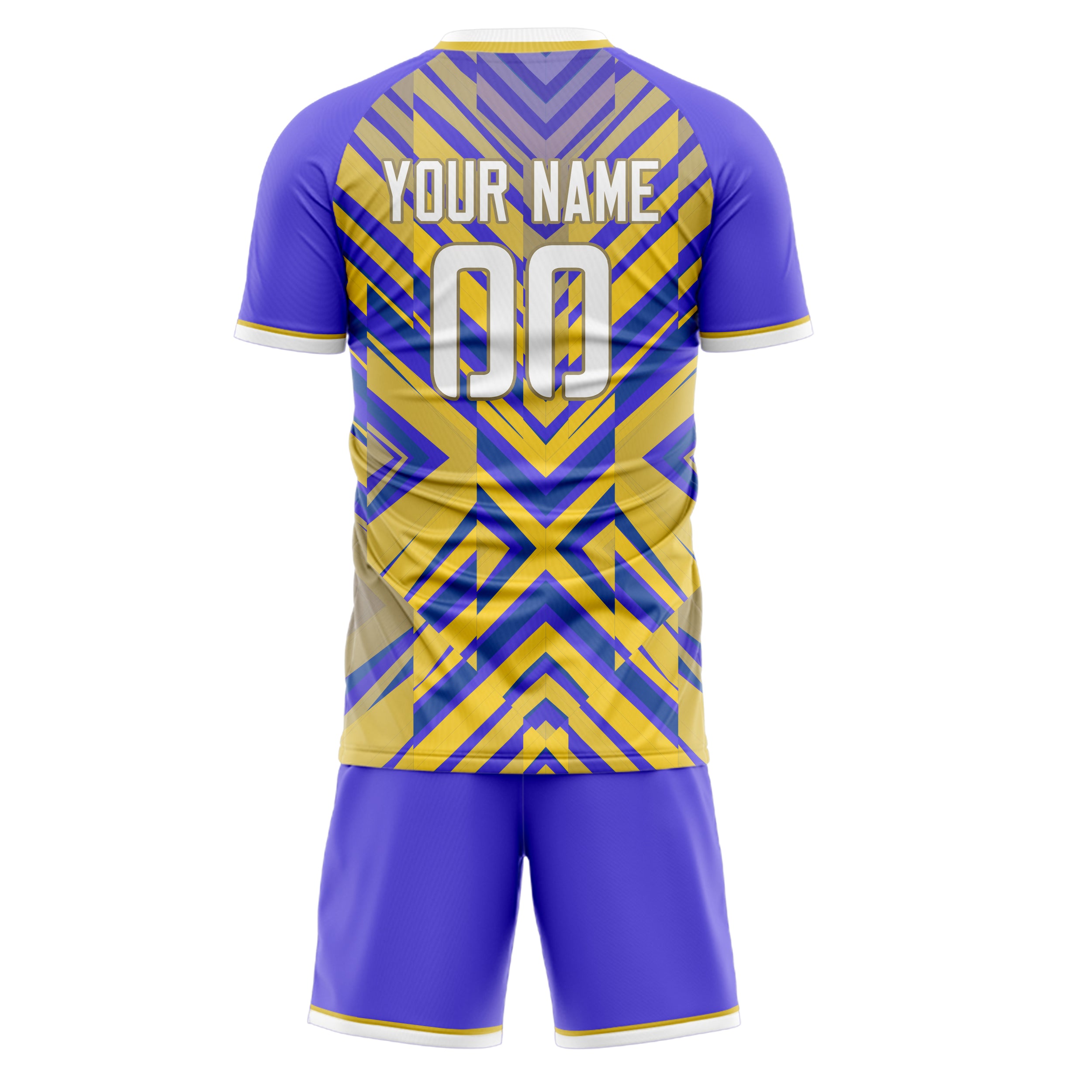 Custom Yellow Purple GeometricalPattern Soccer Jersey