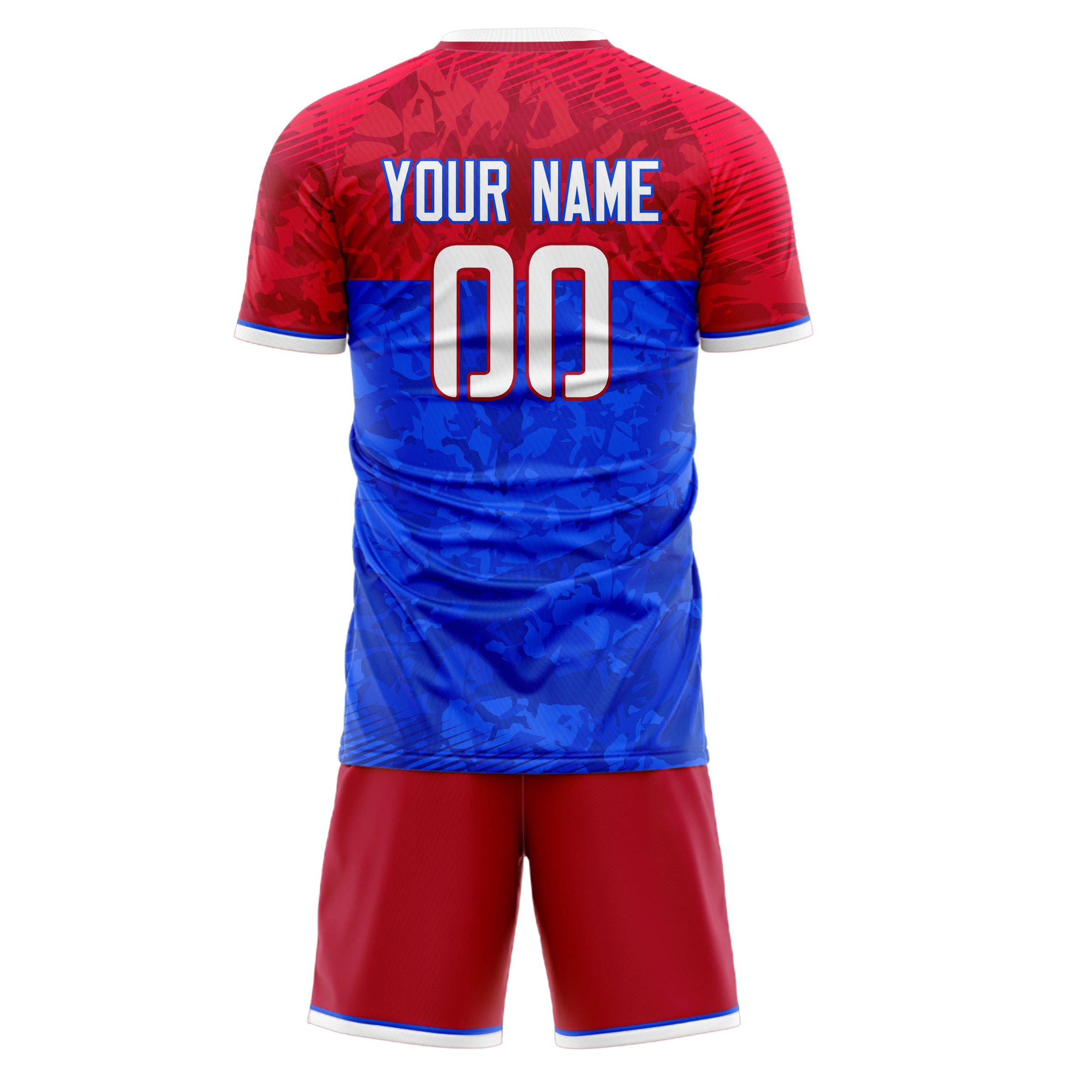 Custom Royal Red GeometricalPattern Soccer Jersey