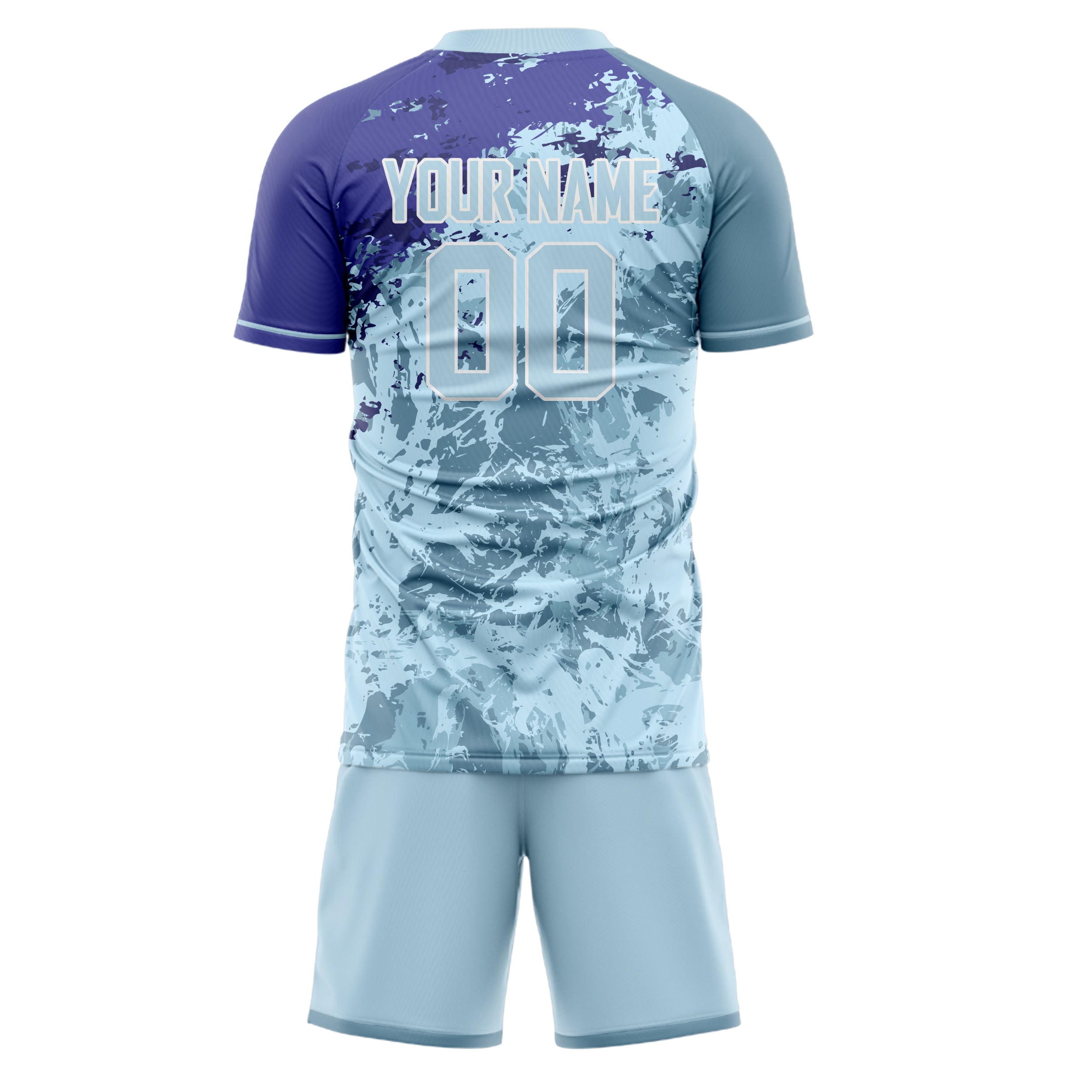 Custom Light Blue Purple GeometricalPattern Soccer Jersey