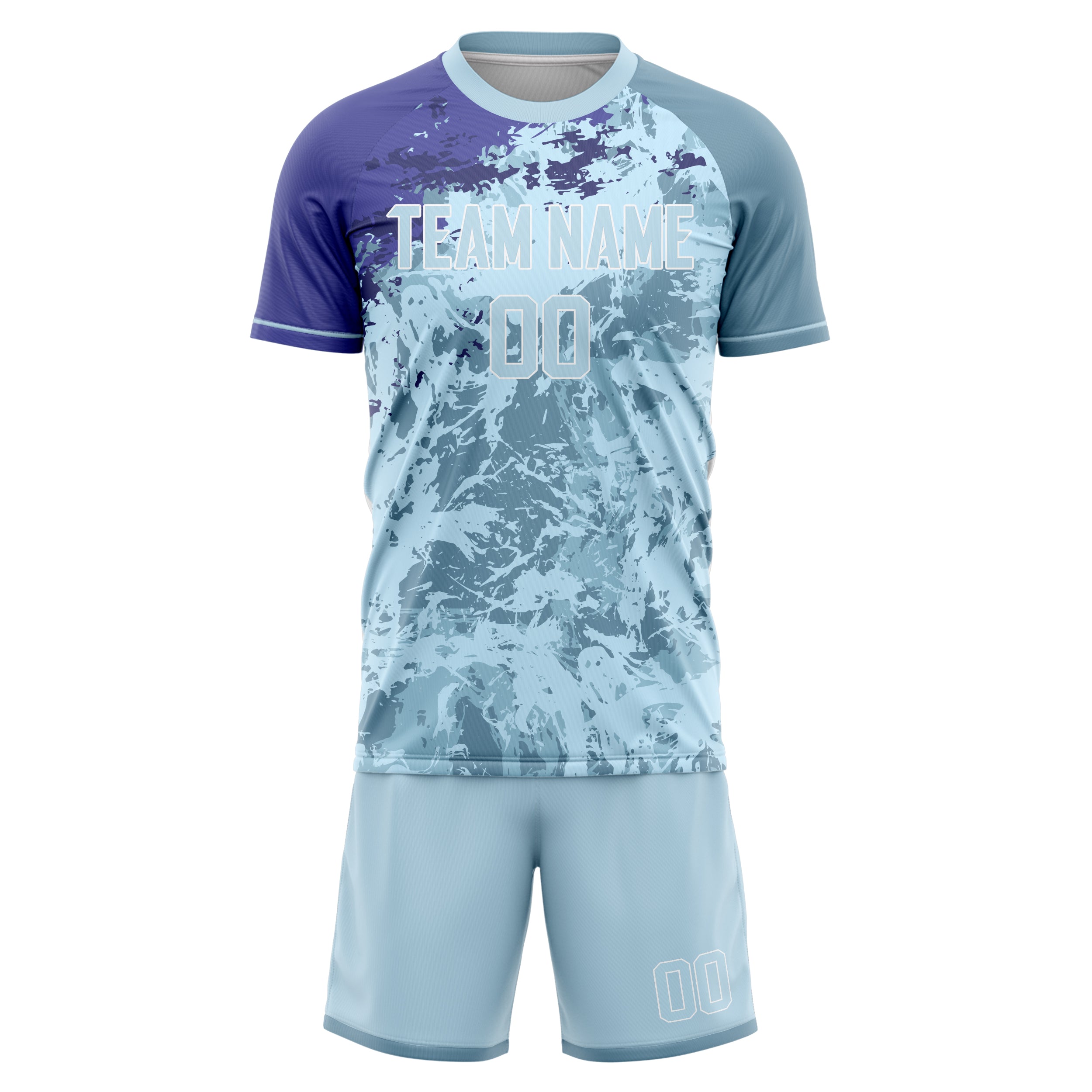 Custom Light Blue Purple GeometricalPattern Soccer Jersey