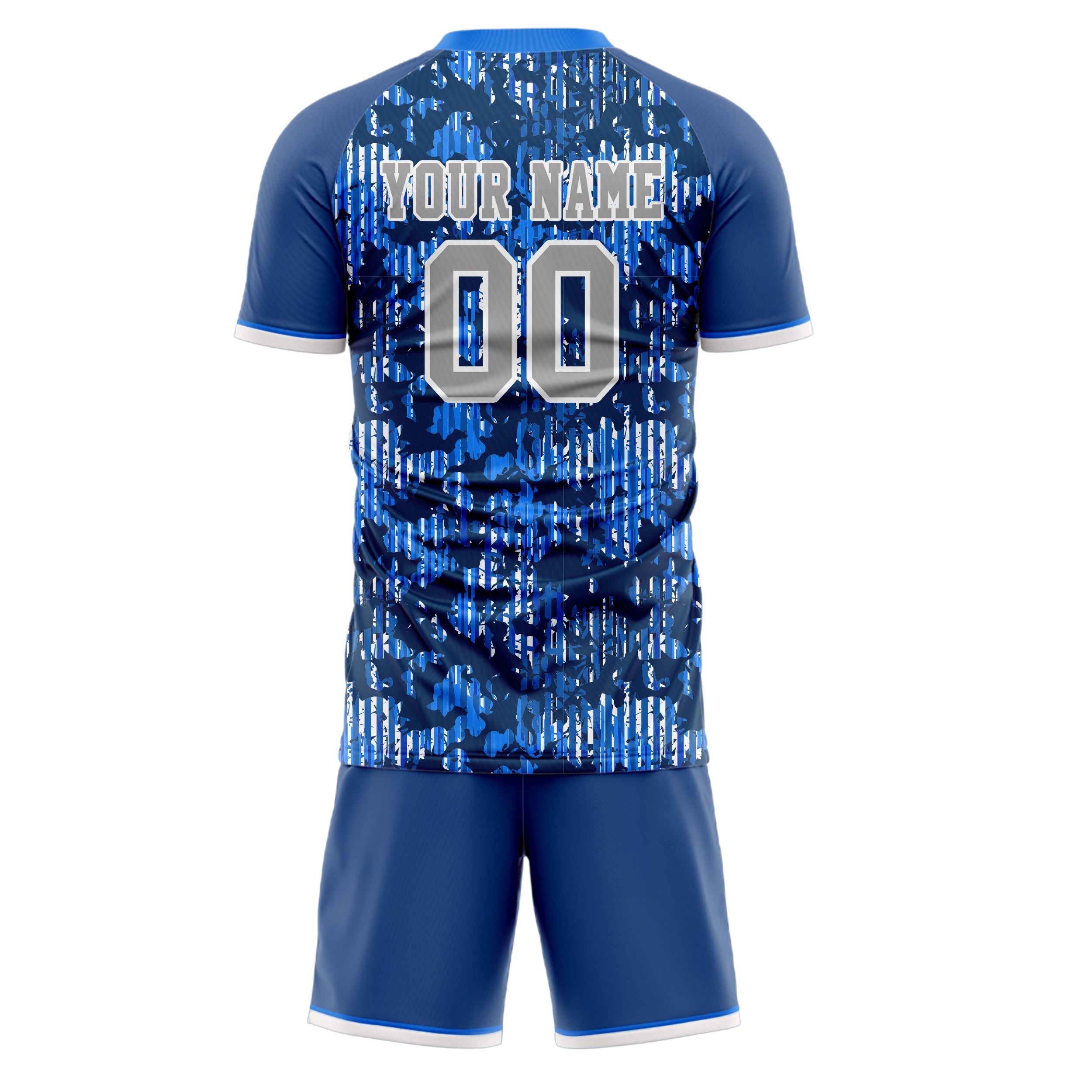 Custom Navy White GeometricalPattern Soccer Jersey