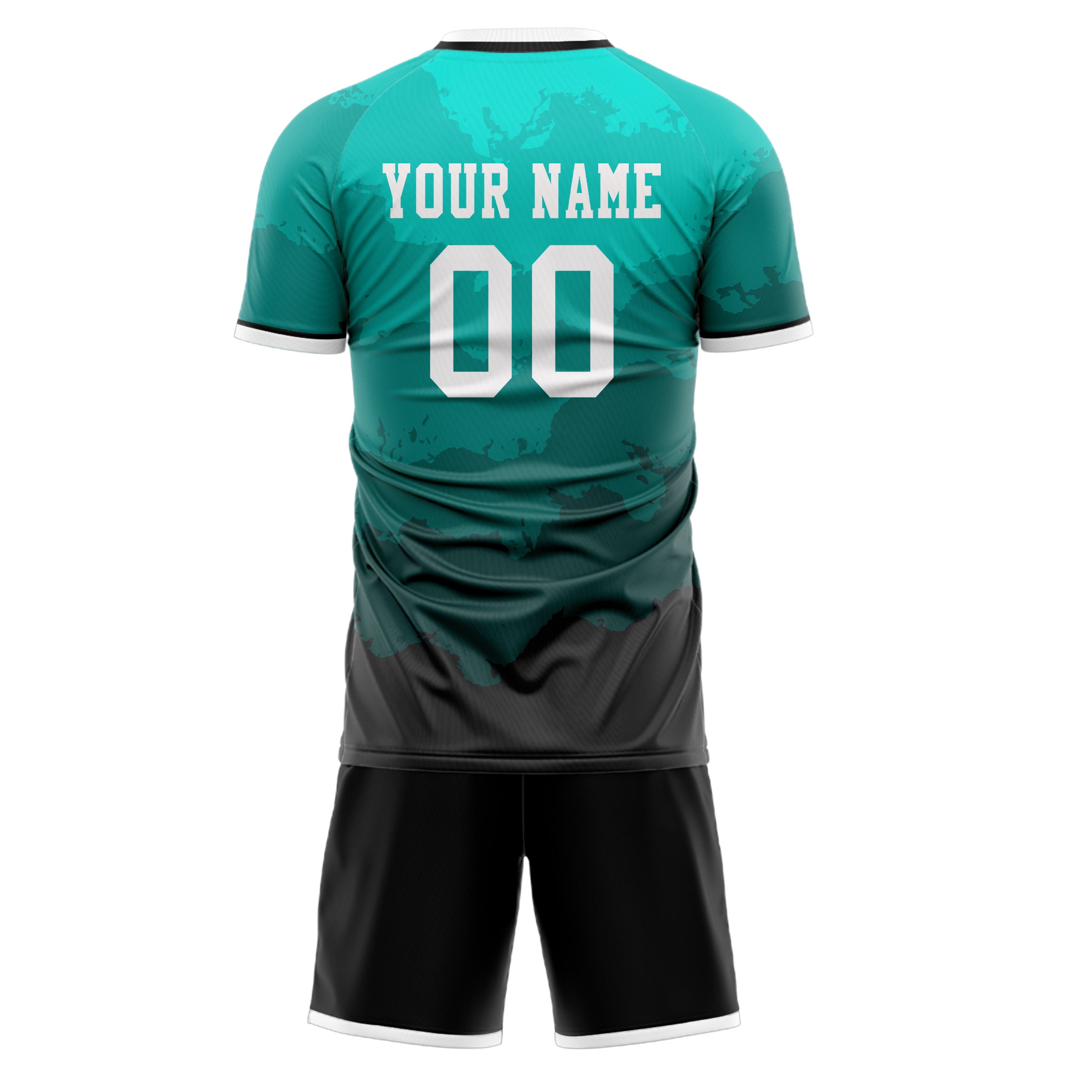 Custom Teal Gray GeometricalPattern Soccer Jersey