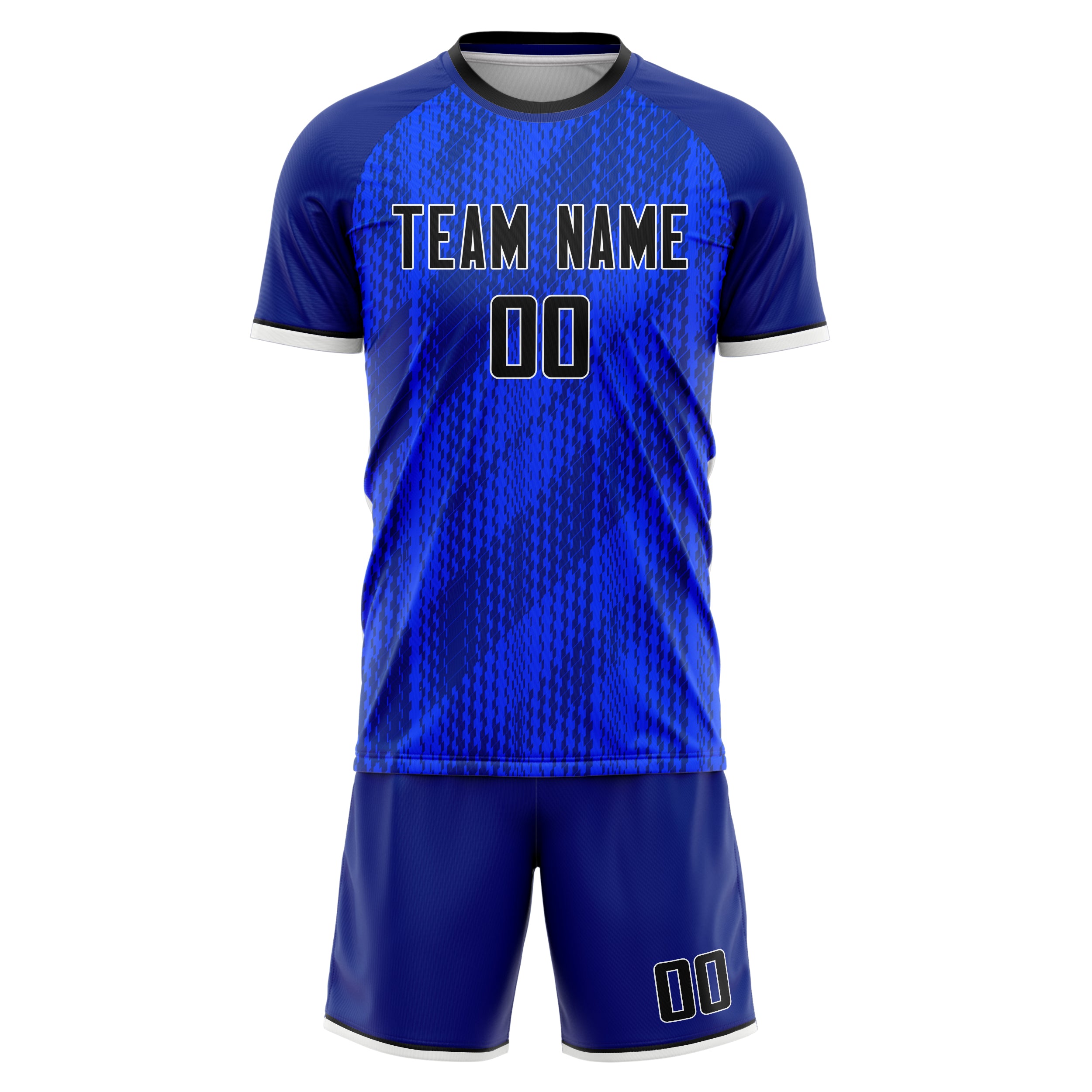 Custom Blue Navy GeometricalPattern Soccer Jersey