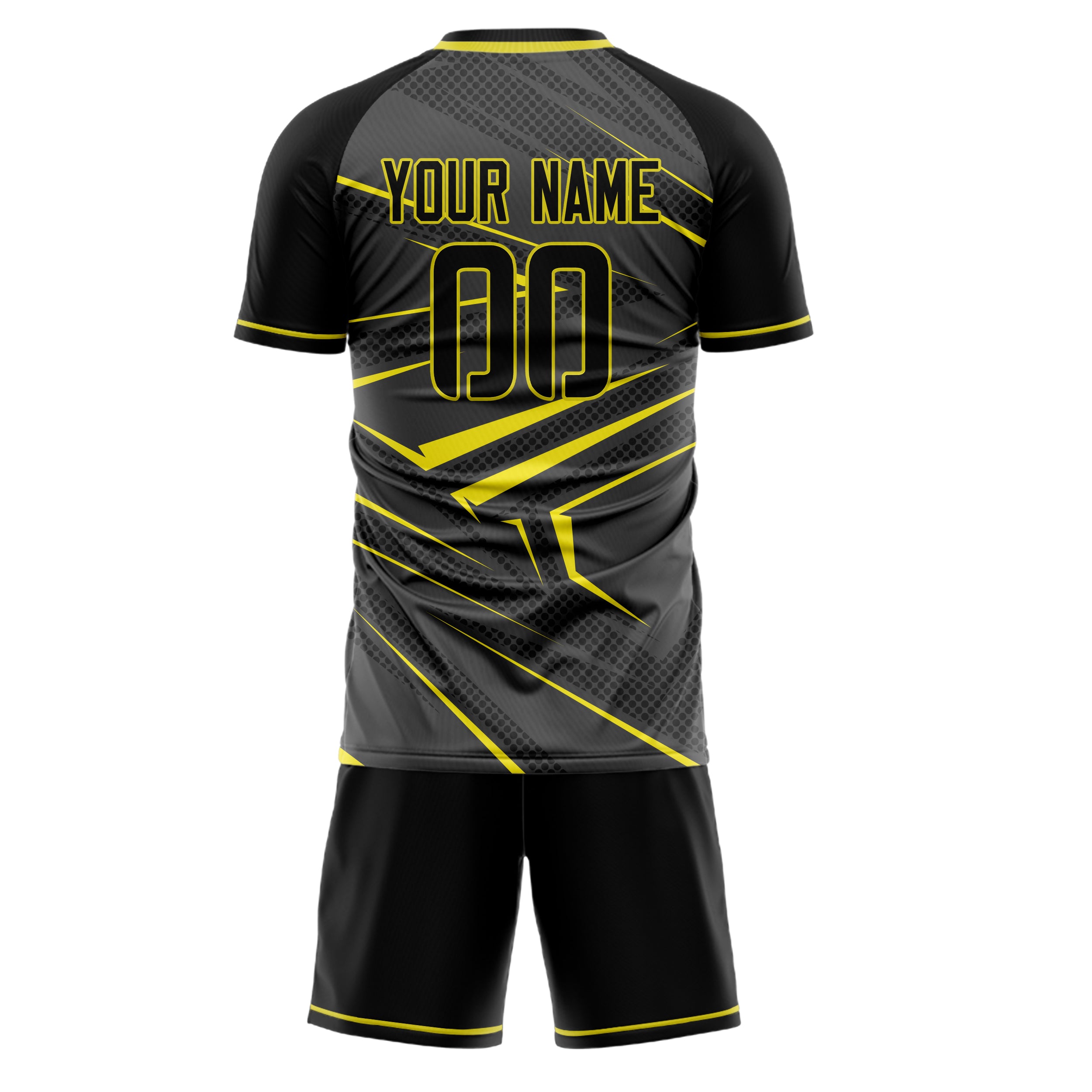 Custom Gray Yellow GeometricalPattern Soccer Jersey